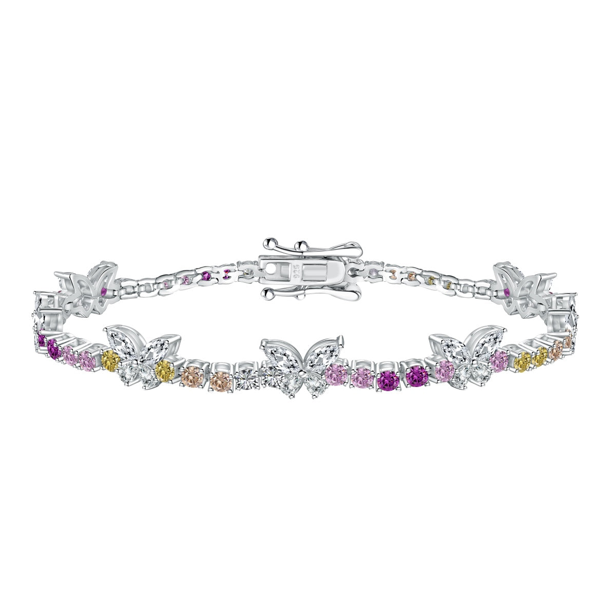 [Olivia Jewelry]Ornate Colorful Butterfly Shape Round Cut Daily Bracelet