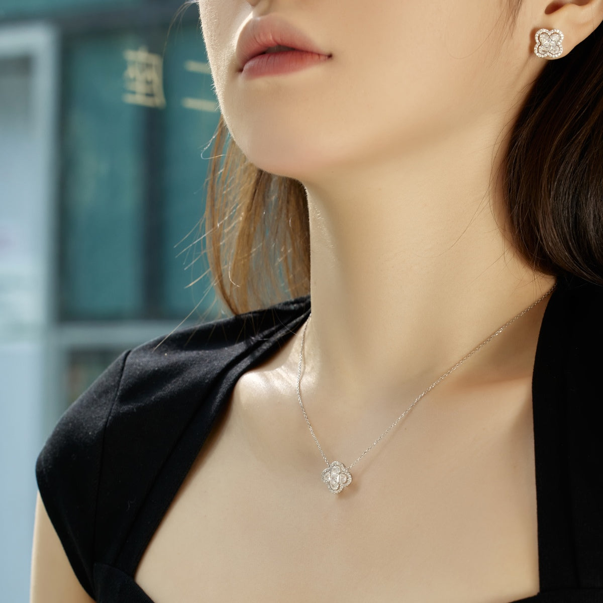 [Olivia Jewelry]Spliced Lucky Four-Leaf Clover Versatile Necklace