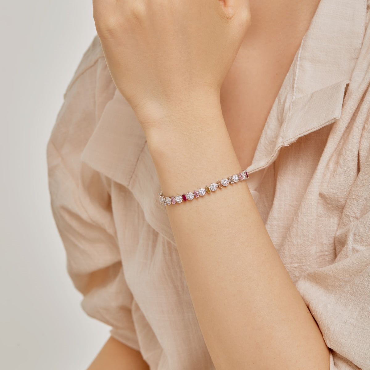 [Olivia Jewelry]Radiant Colorful Round Shape Daily Bracelet