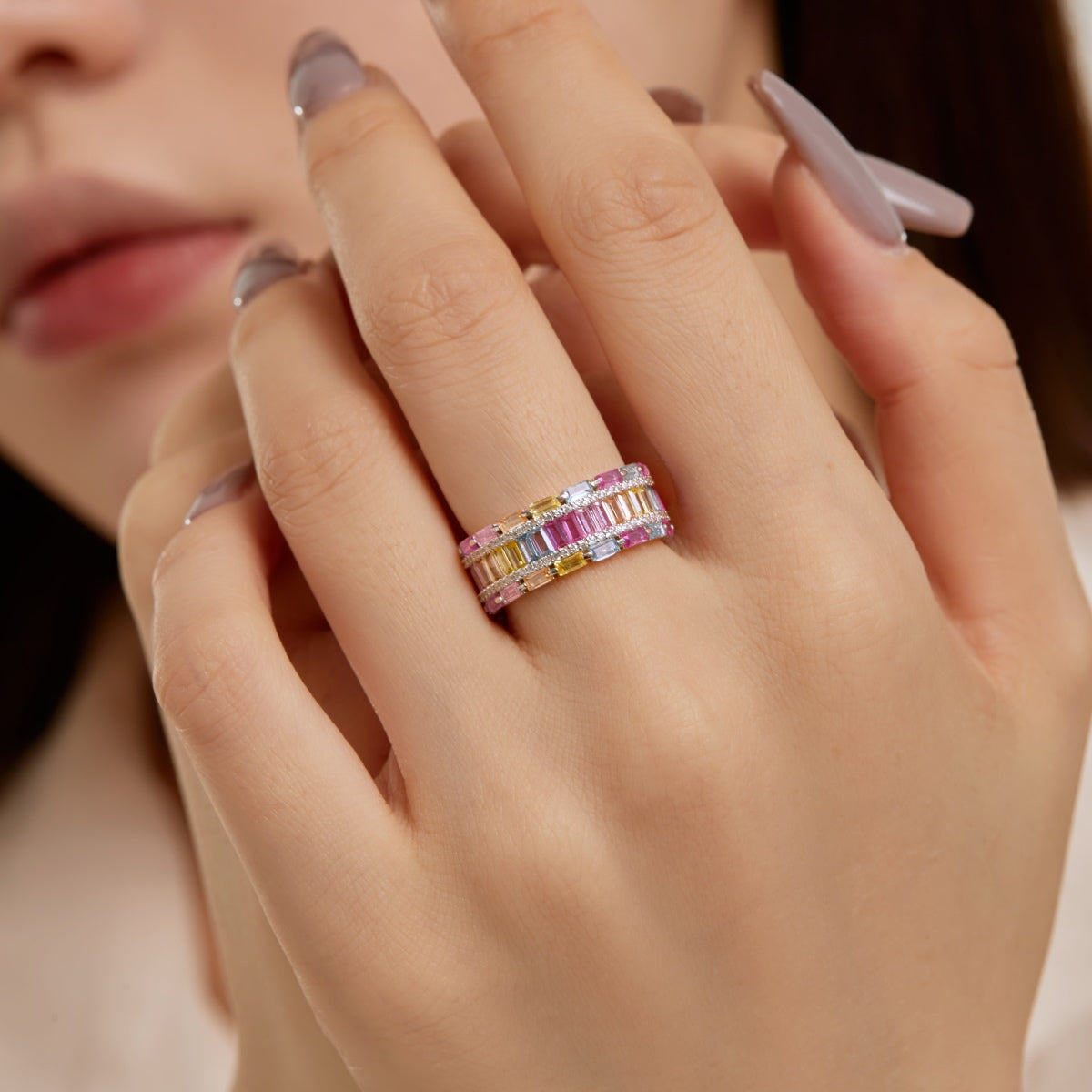 [Olivia Jewelry]Dazzling Colorful Radiant Cut Party Ring