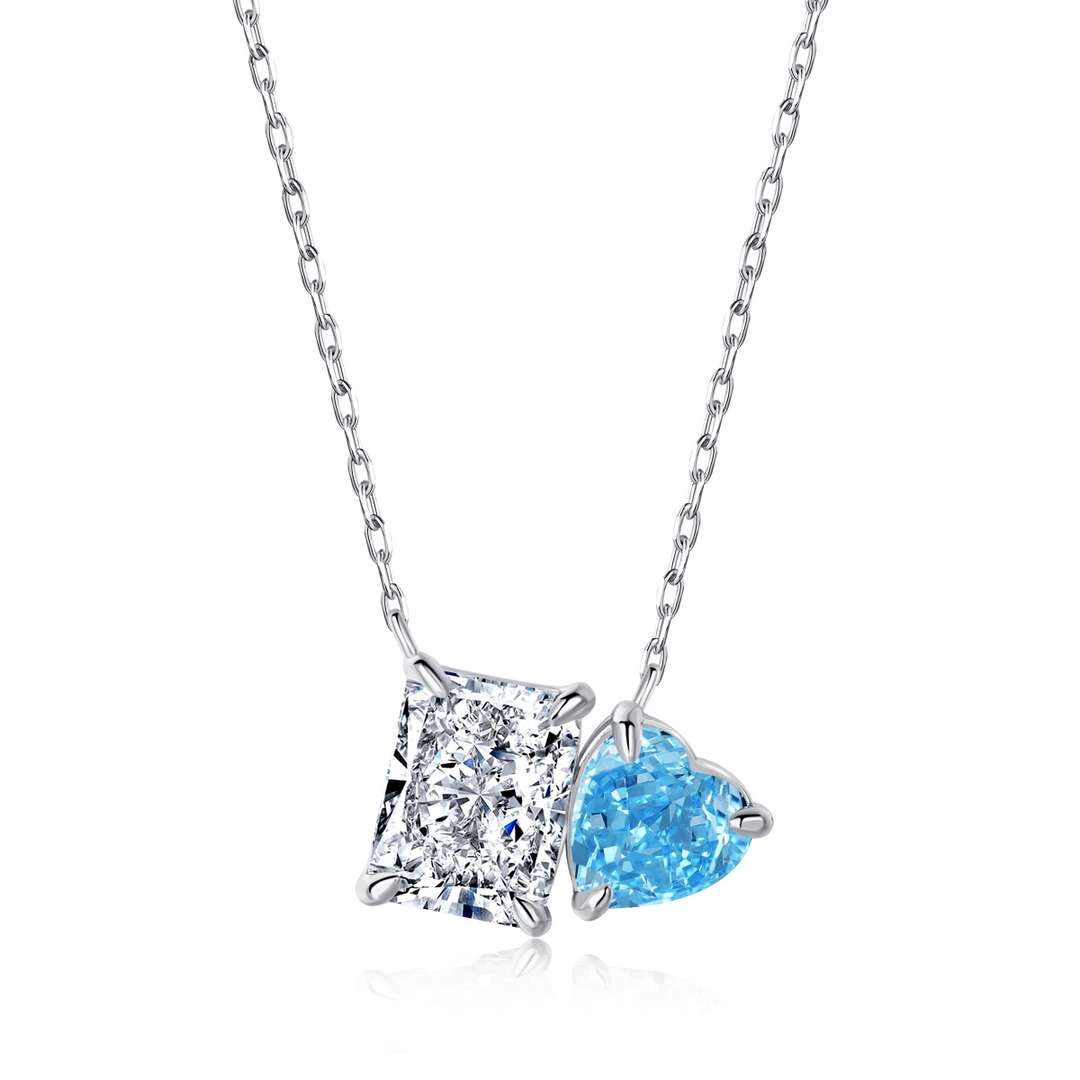 [Olivia Jewelry]Dazzling Square & Heart Shape Necklace