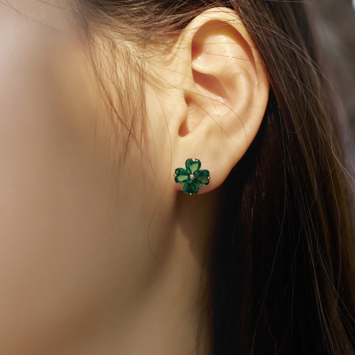 [Olivia Jewelry]Four-Leaf Clover Ball Earrings
