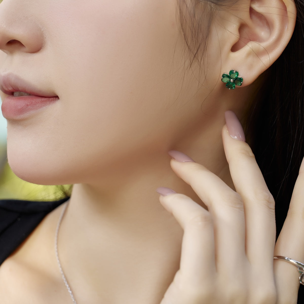 [Olivia Jewelry]Four-Leaf Clover Ball Earrings