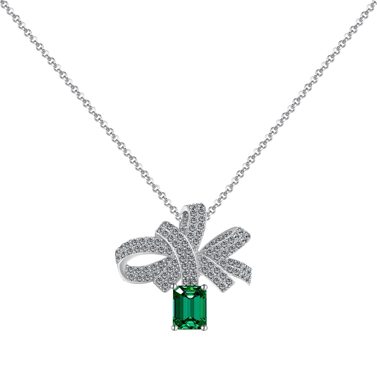 [Olivia Jewelry]Luxurious Flower Shape Emerald Cut Necklace