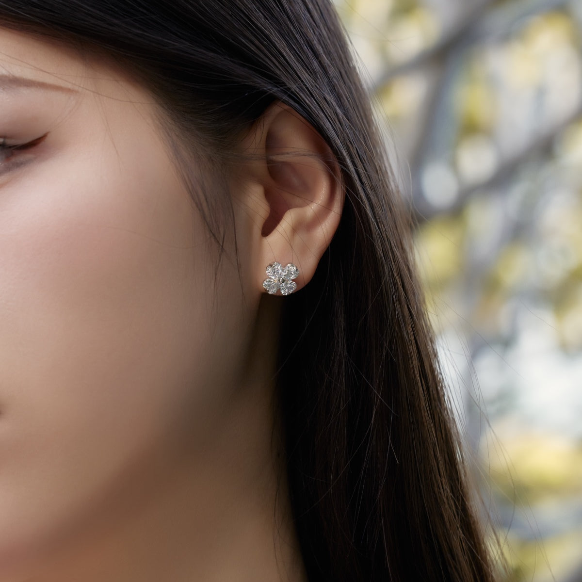 [Olivia Jewelry]Four-Leaf Clover Ball Earrings