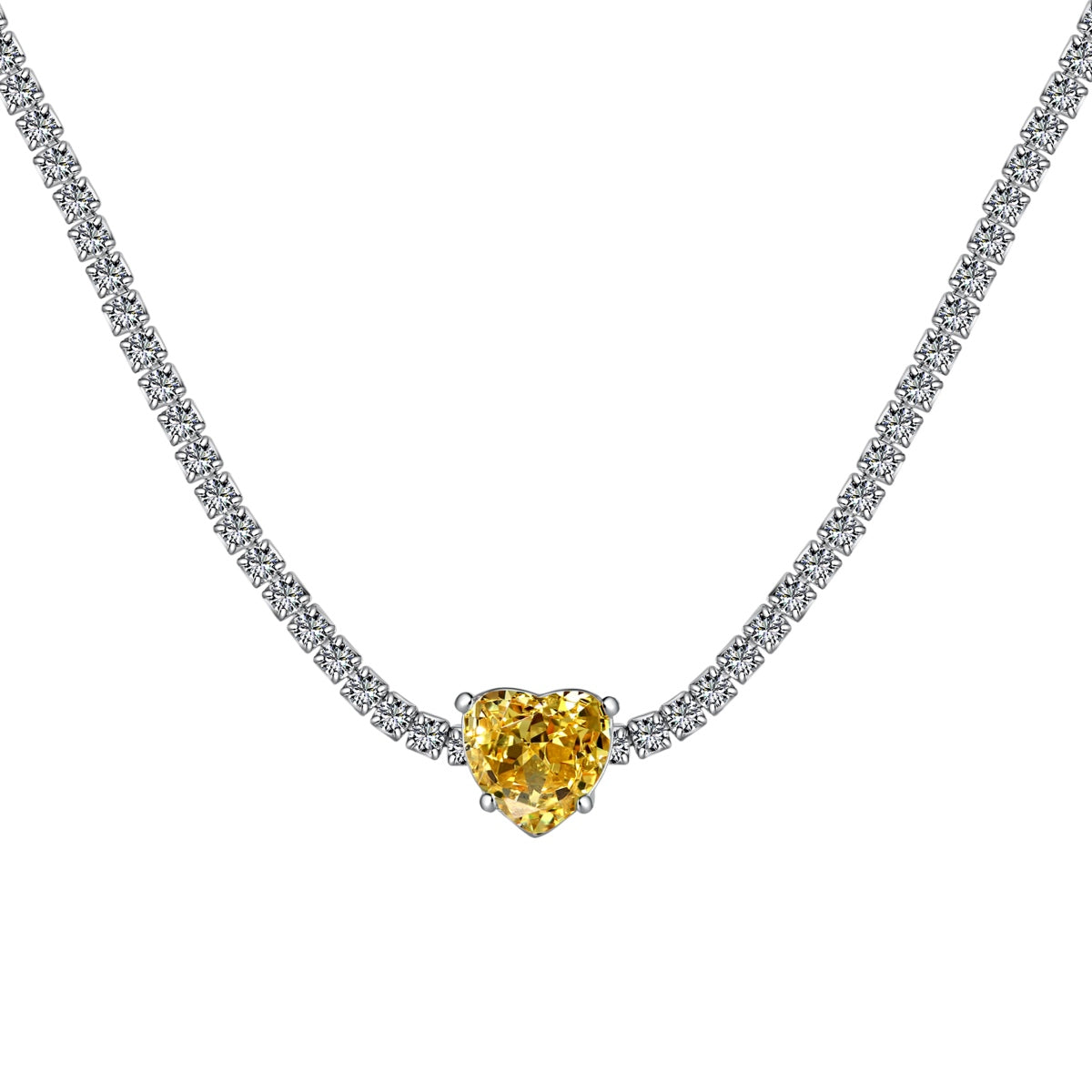 [Olivia Jewelry]2.0 Carat Sparkling Tennis Heart Cut Necklace