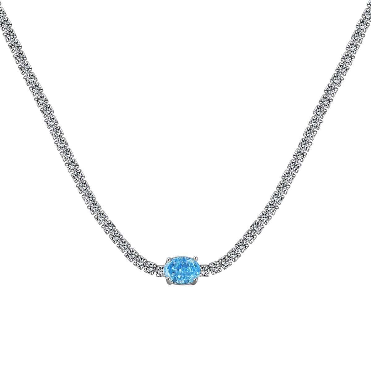 [Olivia Jewelry]1.0 Carat Shining Oval Cut Necklace
