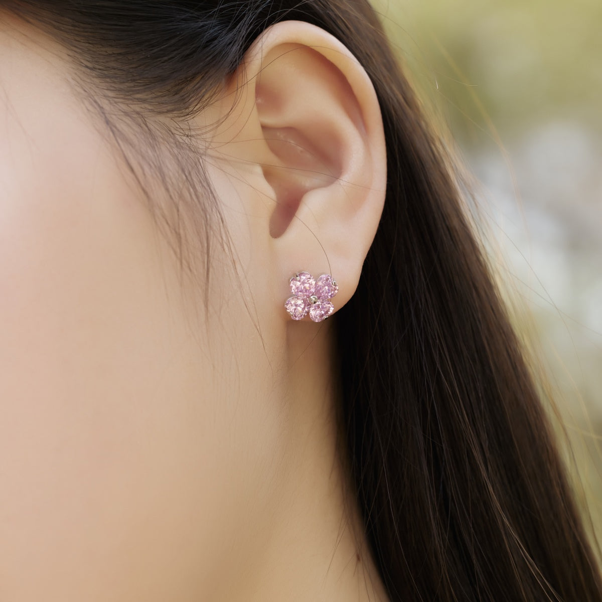 [Olivia Jewelry]Four-Leaf Clover Ball Earrings