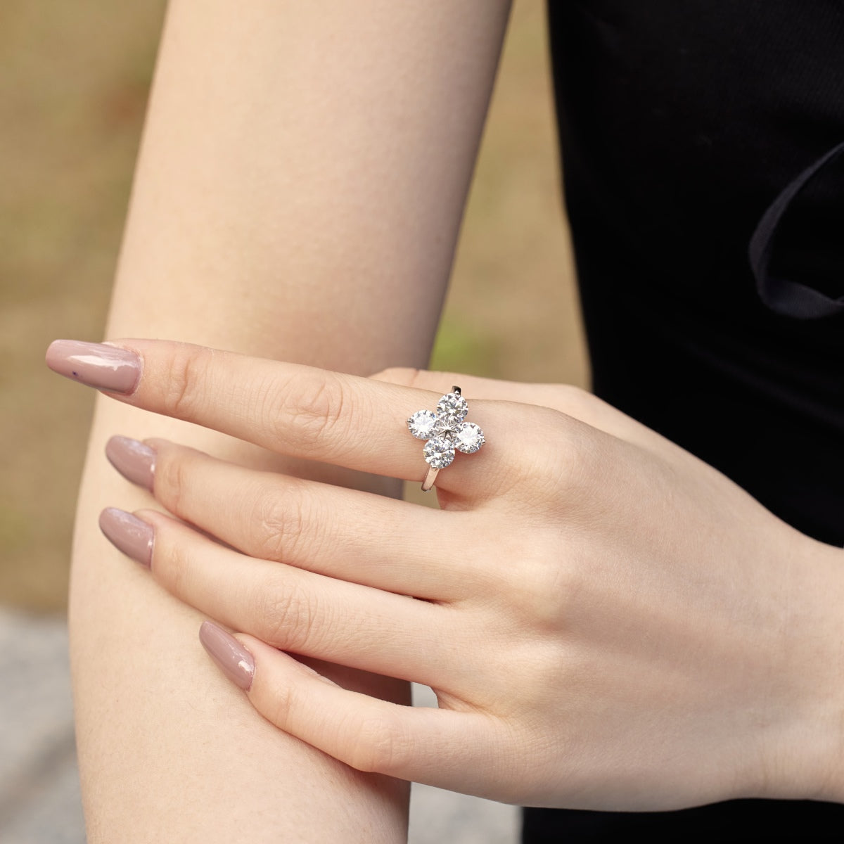 [Olivia Jewelry]Four-Leaf Clover Eight-Pointed Star Ring