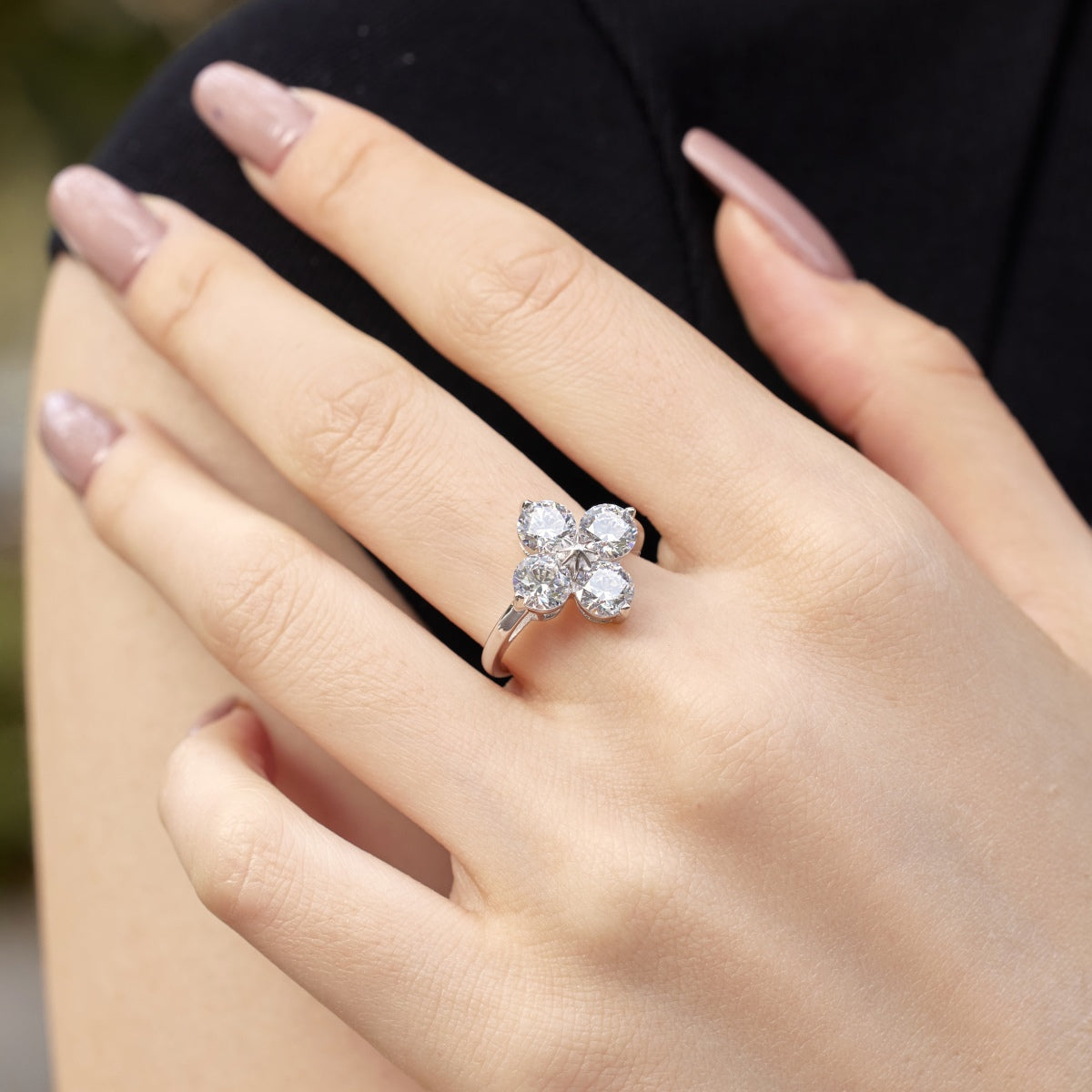 [Olivia Jewelry]Four-Leaf Clover Eight-Pointed Star Ring