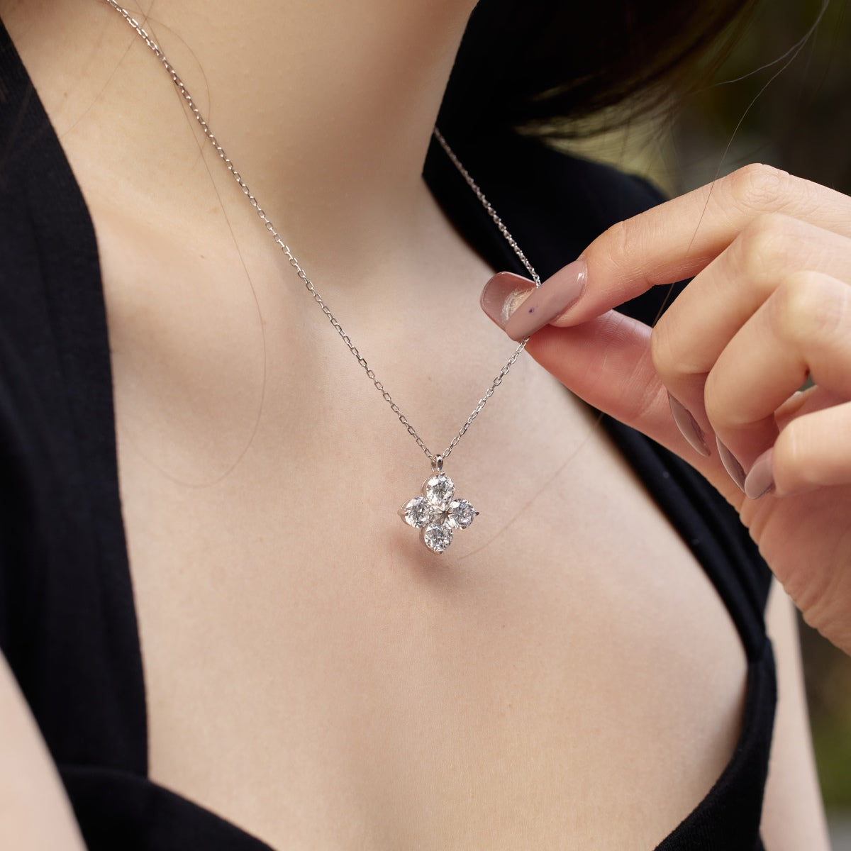 [Olivia Jewelry]Four-Leaf Clover And Eight-Pointed Star Necklace