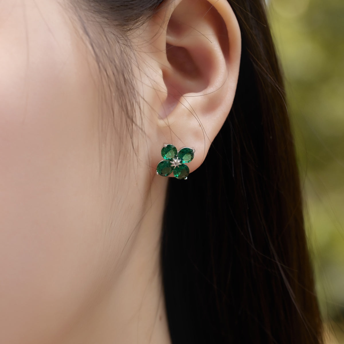 [Olivia Jewelry]Four-Leaf Clover Eight-Pointed Star Earrings