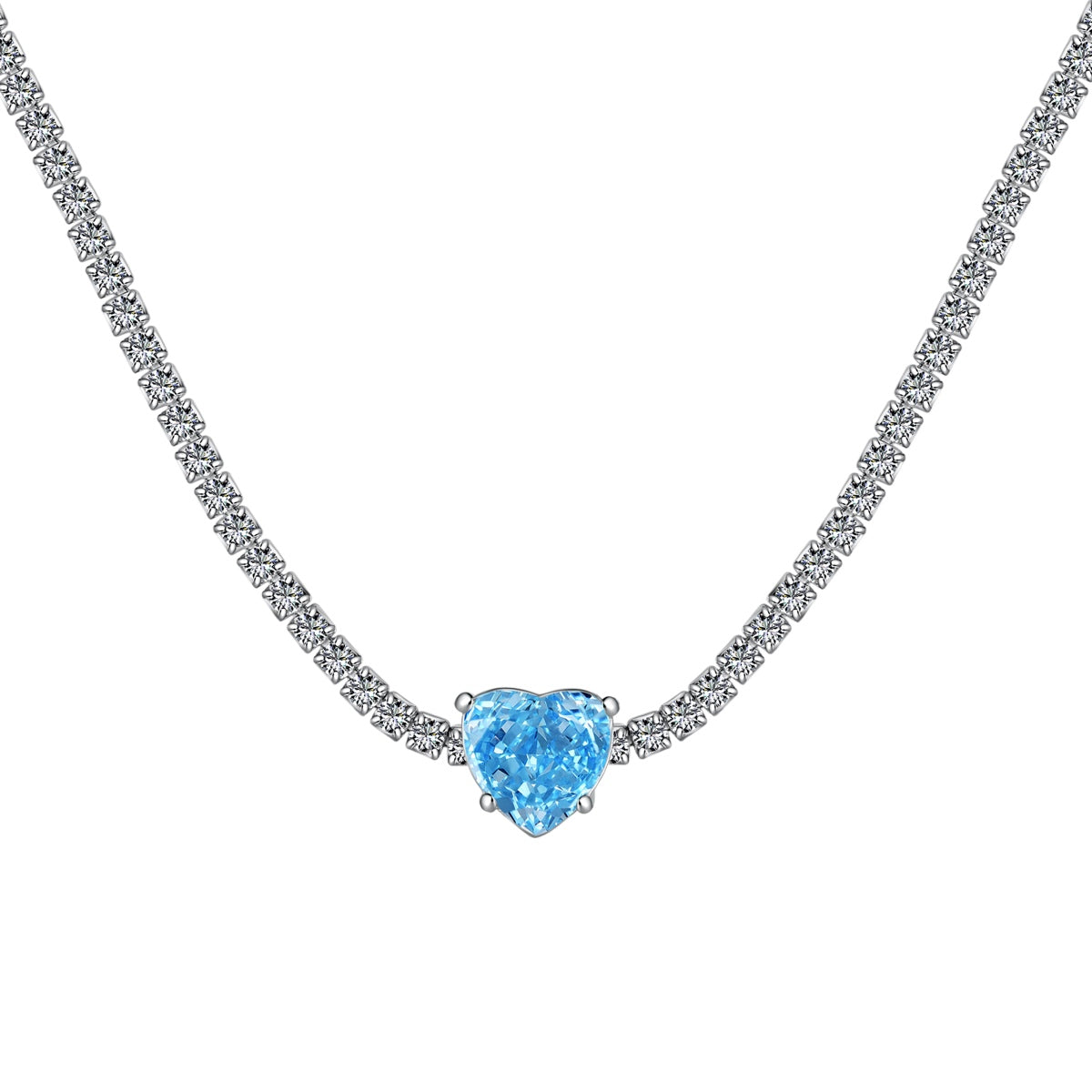 [Olivia Jewelry]2.0 Carat Sparkling Tennis Heart Cut Necklace
