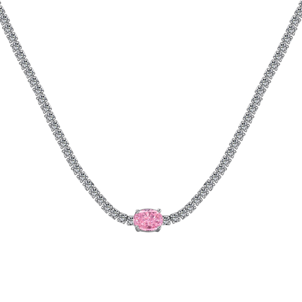 [Olivia Jewelry]1.0 Carat Shining Oval Cut Necklace