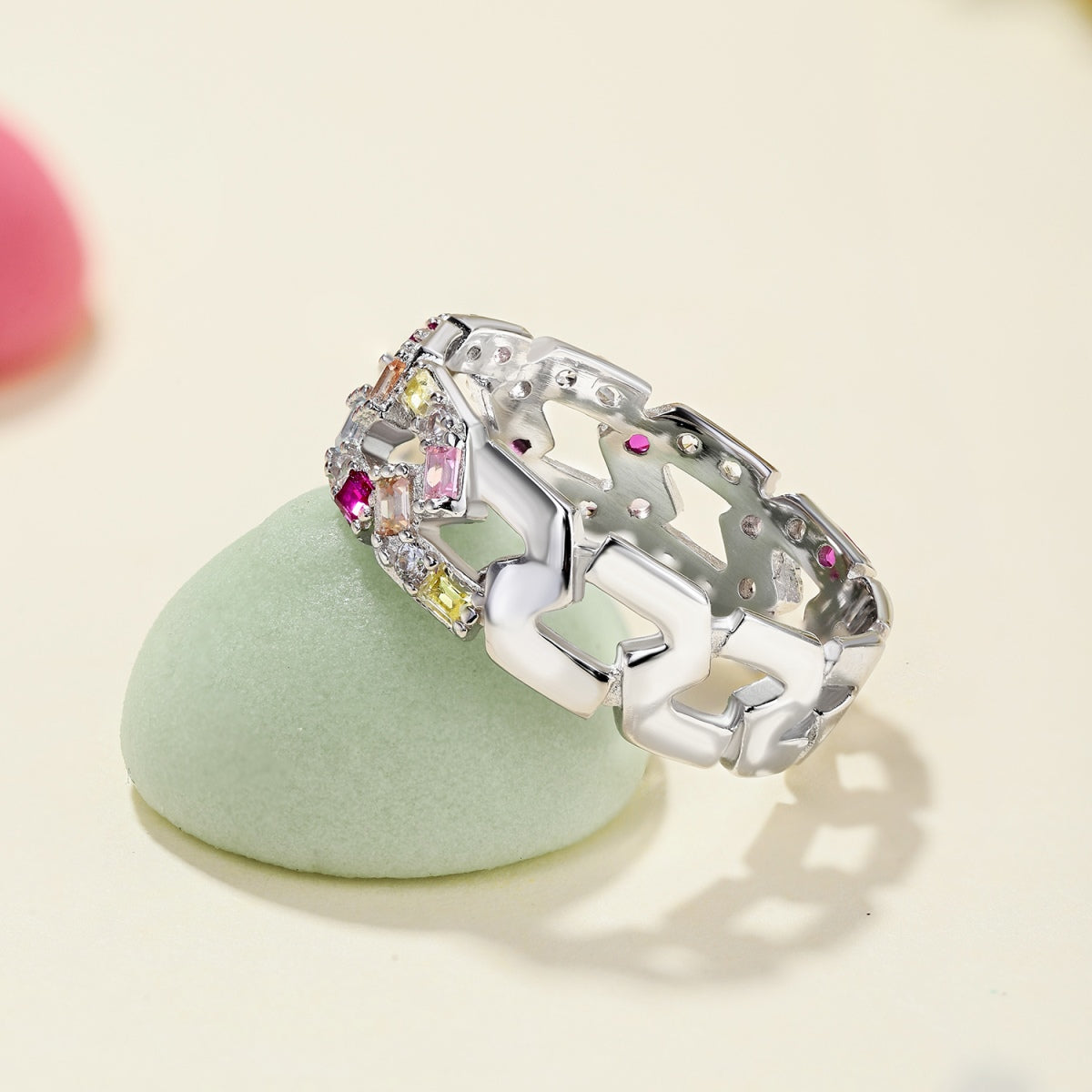 [Olivia Jewelry]Sparkling Vibrant Emerald Cut Daily Ring