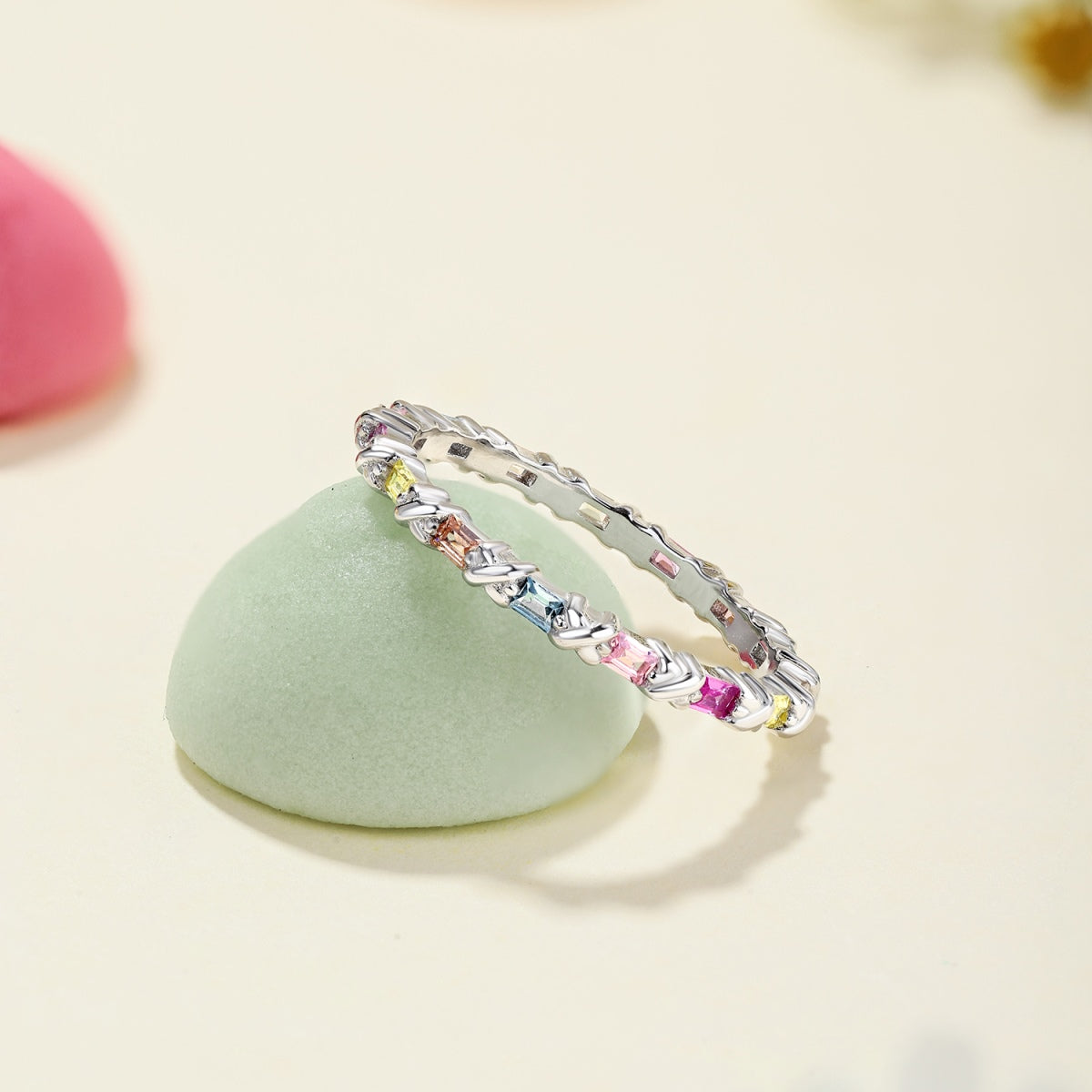 [Olivia Jewelry]Charming Colorful Round Cut Daily Ring