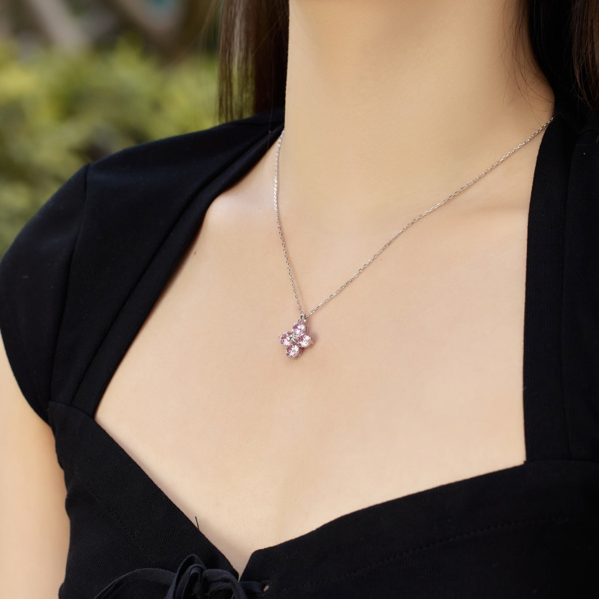 [Olivia Jewelry]Four-Leaf Clover And Eight-Pointed Star Necklace
