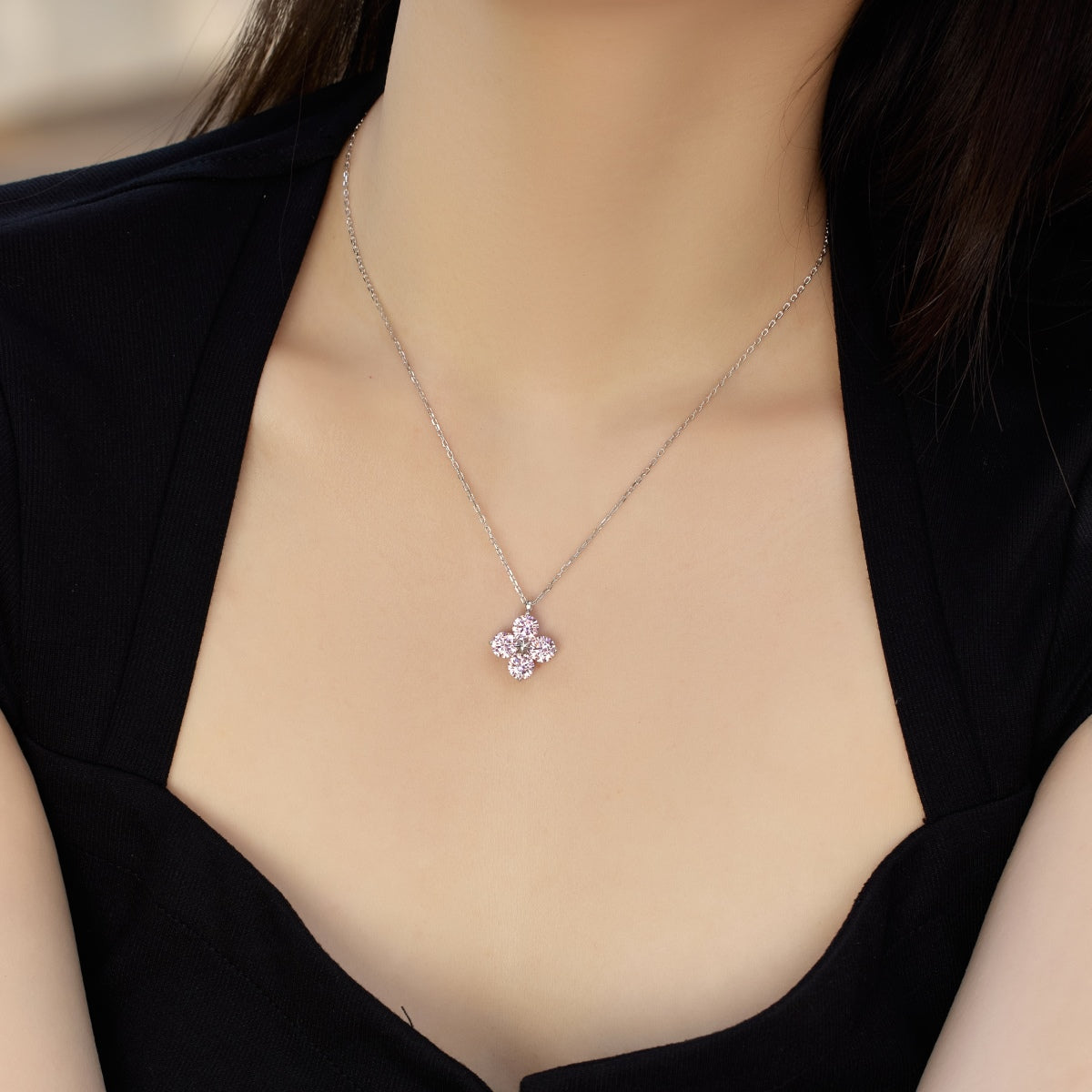 [Olivia Jewelry]Four-Leaf Clover And Eight-Pointed Star Necklace