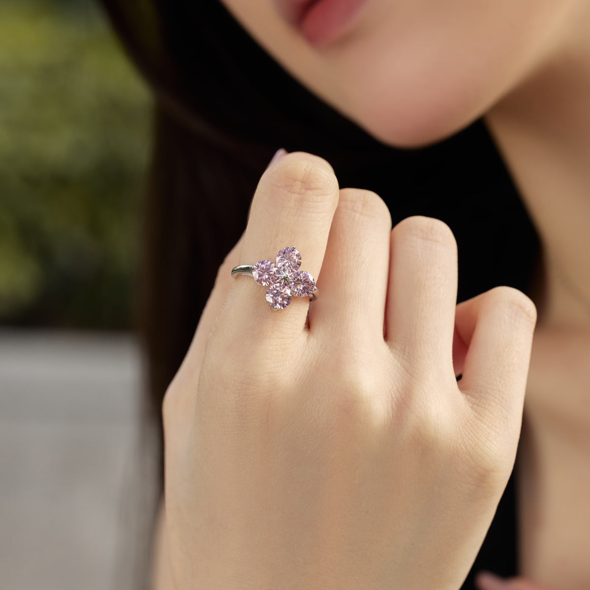 [Olivia Jewelry]Four-Leaf Clover Eight-Pointed Star Ring