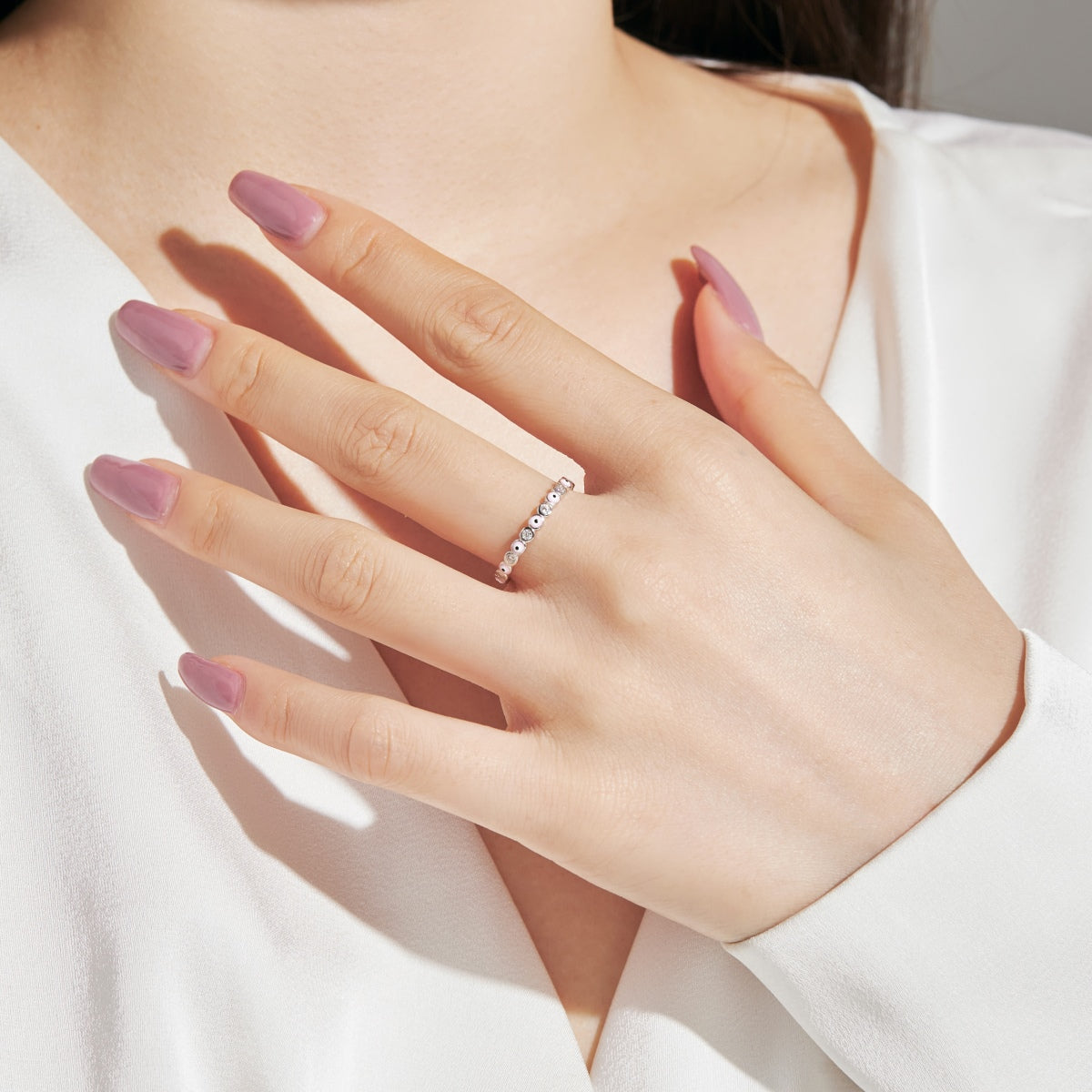 [Olivia Jewelry]Sparkling Vibrant Round Shape Daily Ring