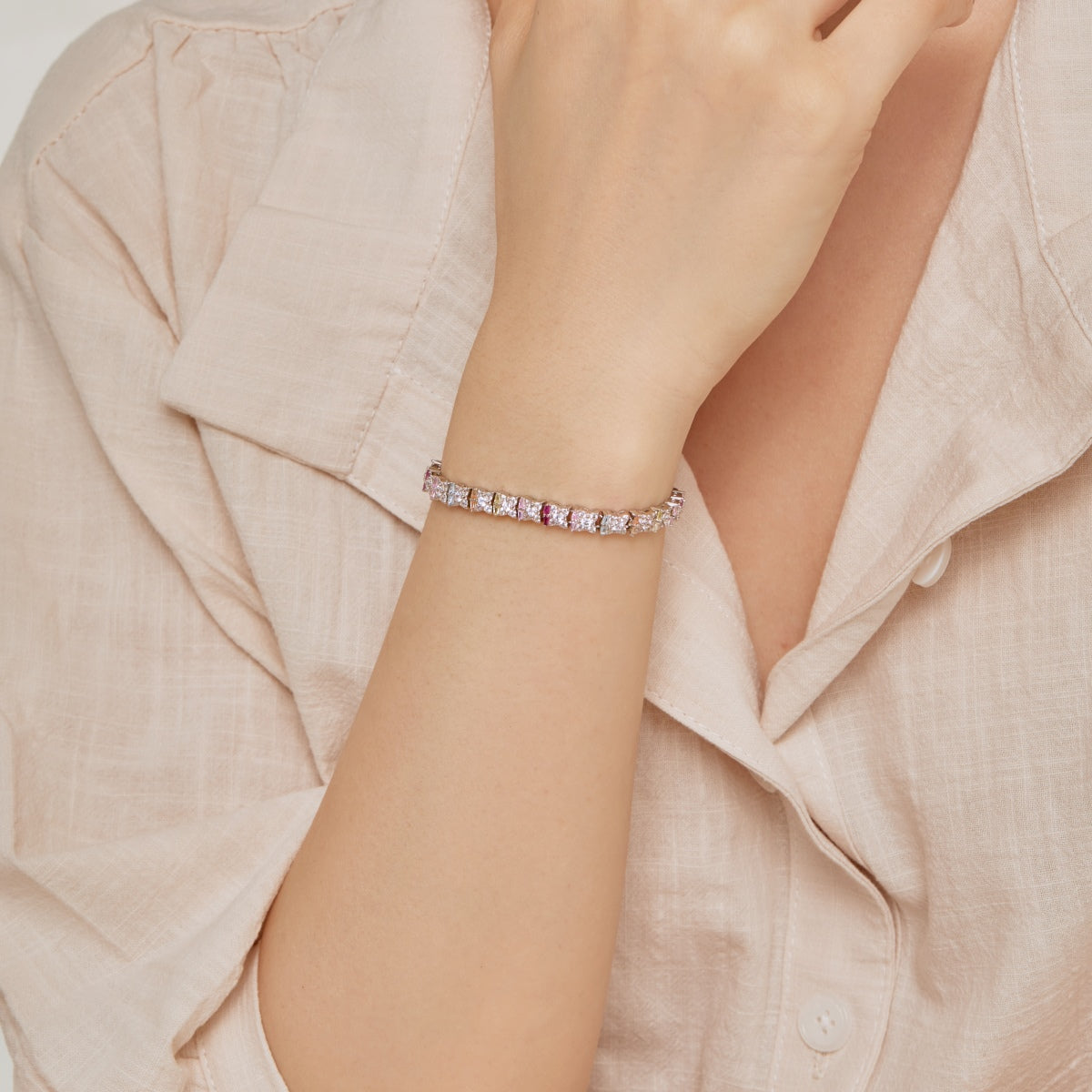 [Olivia Jewelry]Unique Colorful Flower Shape Daily Bracelet