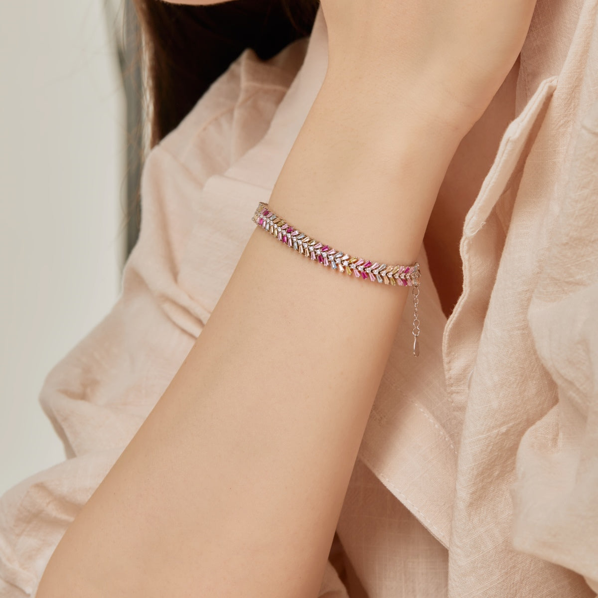 [Olivia Jewelry]Dainty Radiant Emerald Cut Daily Bracelet