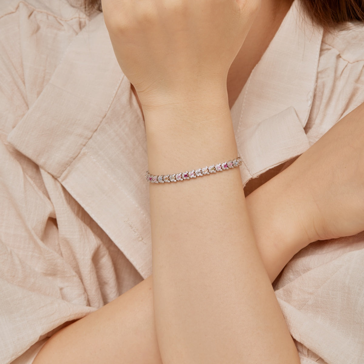 [Olivia Jewelry]Delicate Colorful Multi Cut Daily Bracelet