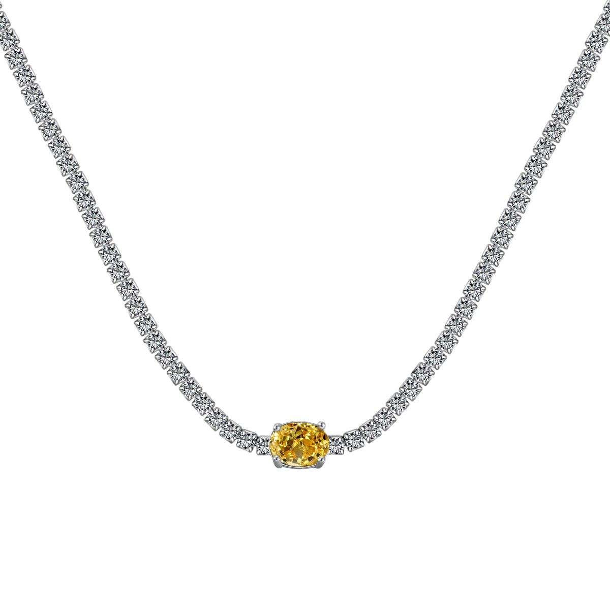 [Olivia Jewelry]1.0 Carat Shining Oval Cut Necklace