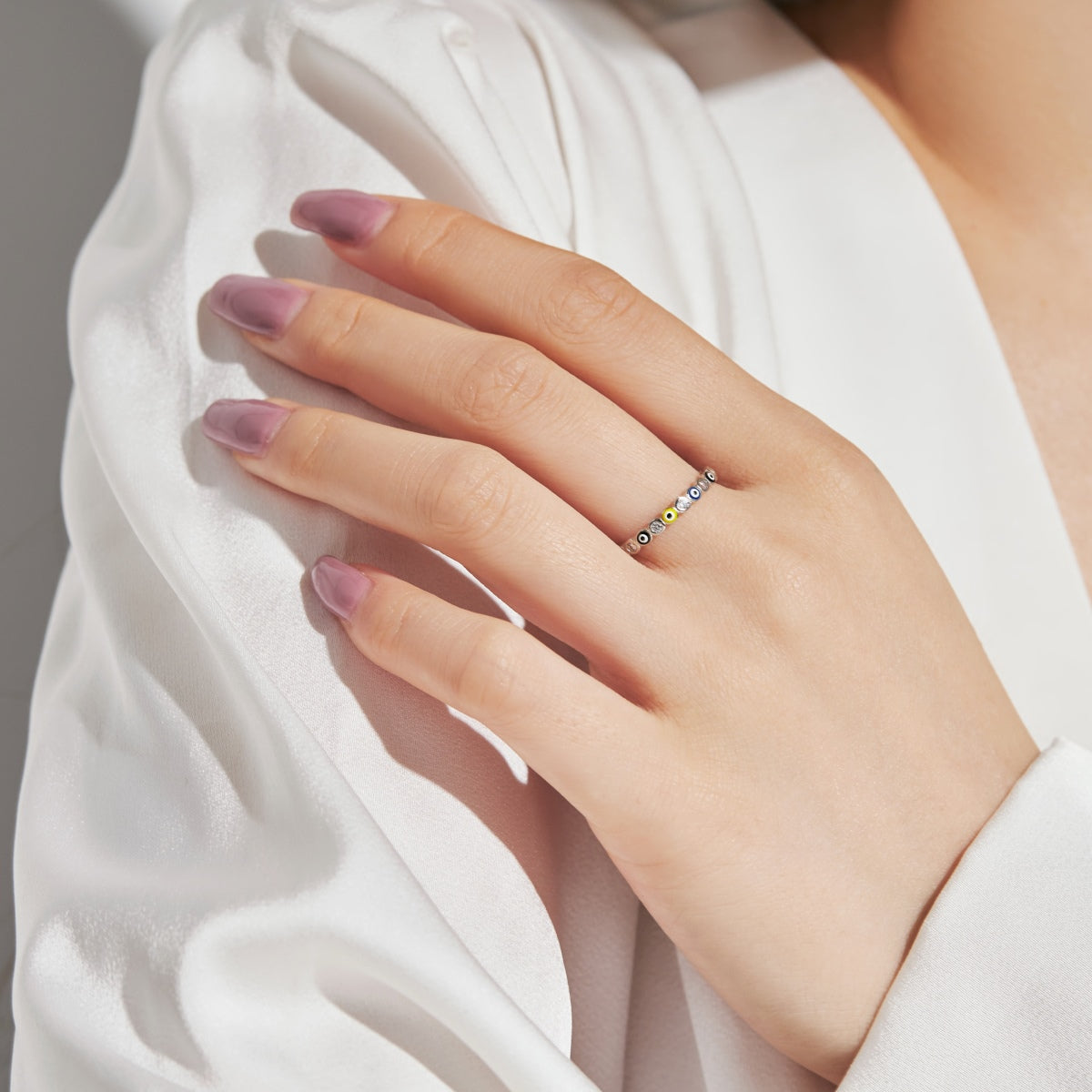 [Olivia Jewelry]Sparkling Vibrant Round Shape Daily Ring