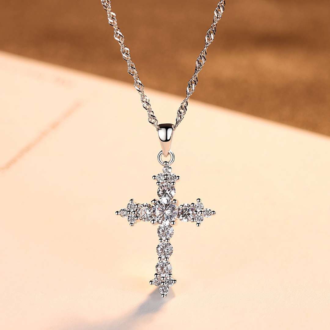 [Olivia Jewelry]Delicate Cross Shape Necklace