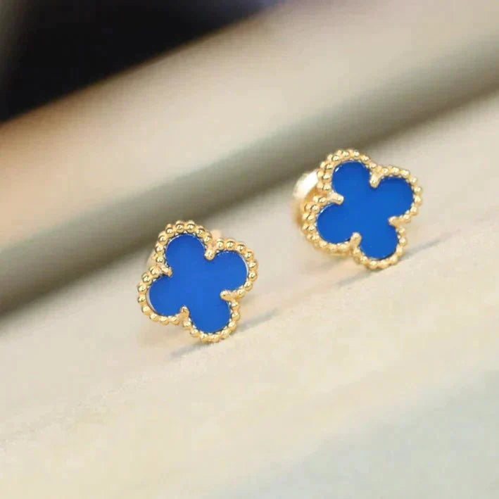 [Olivia Jewelry]CLOVER MINI 9.5MM TURQUOISE EARRINGS