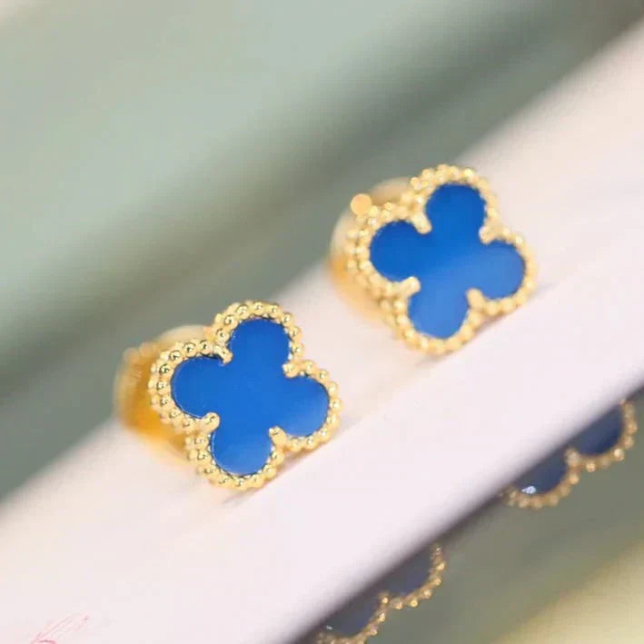 [Olivia Jewelry]CLOVER MINI 9.5MM TURQUOISE EARRINGS