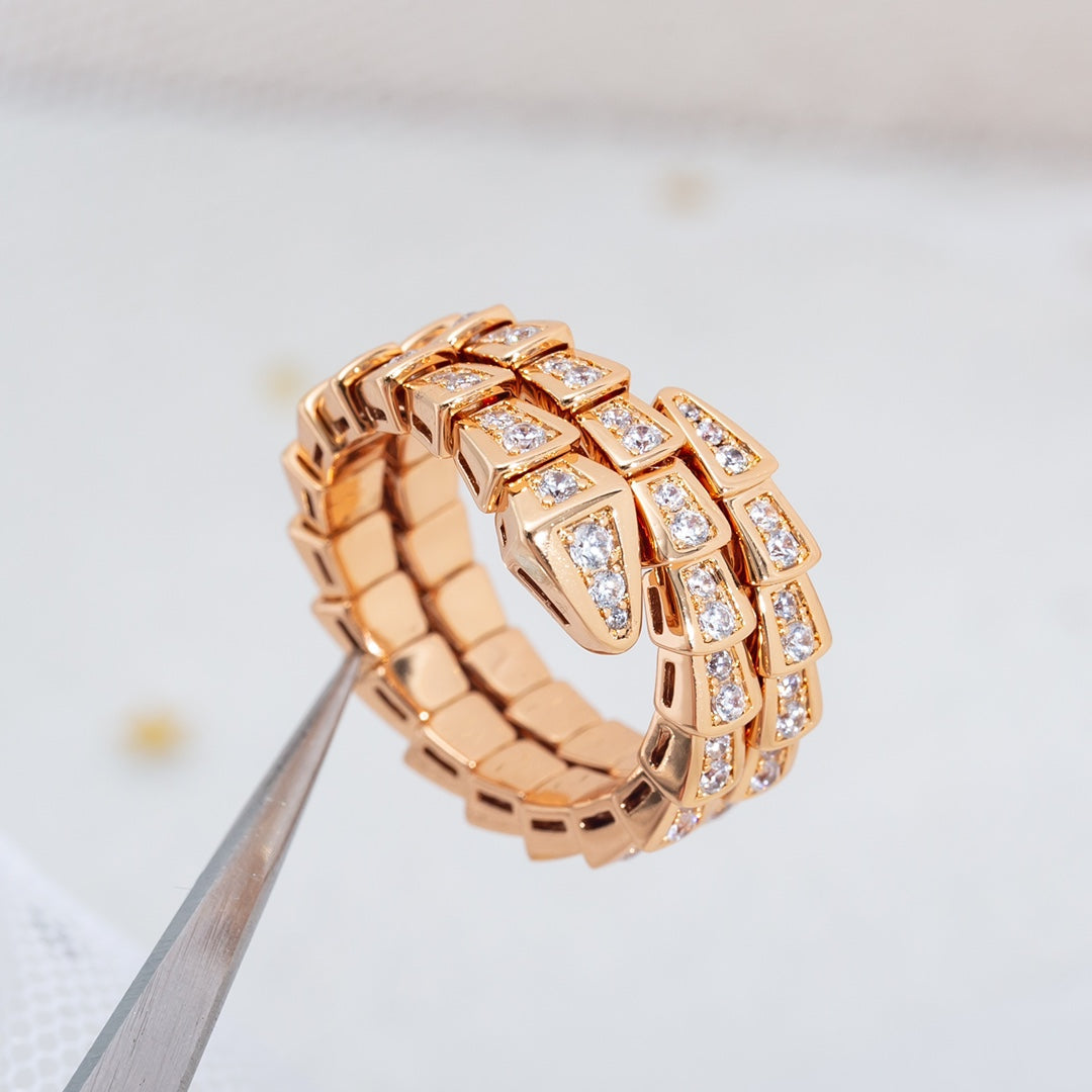 [OLIVIA]SERPENTI RING PINK GOLD DIAMOND DOUBLE ROW