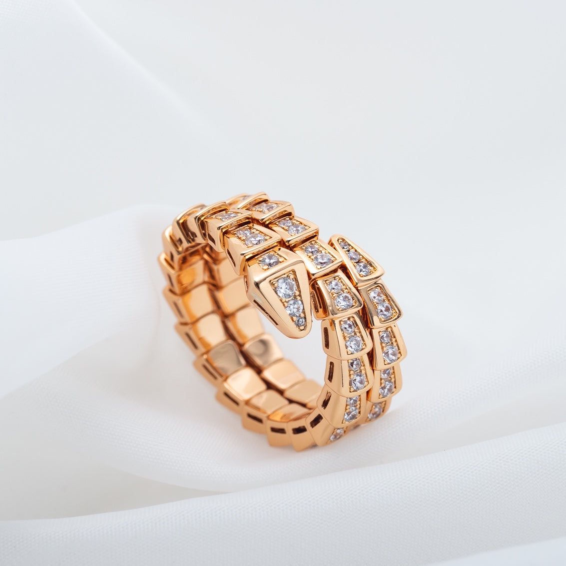[OLIVIA]SERPENTI RING PINK GOLD DIAMOND DOUBLE ROW
