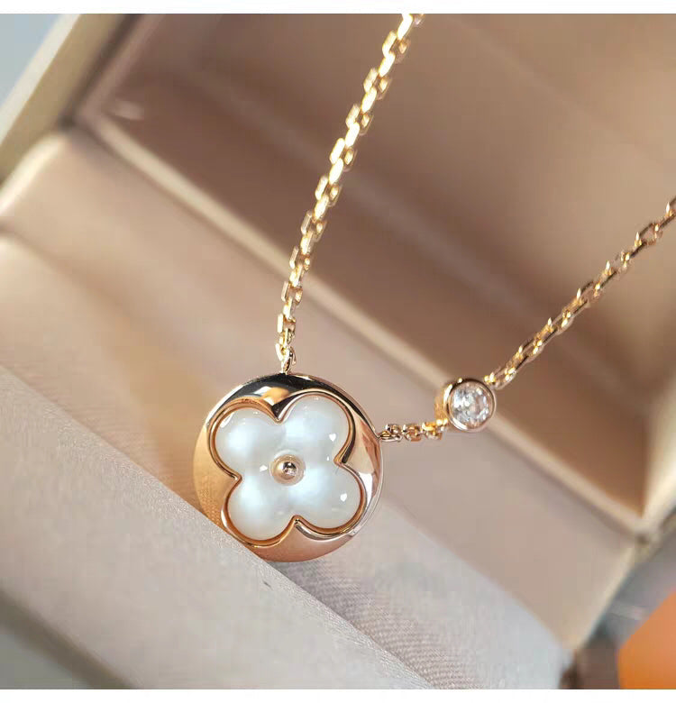 [Olivia Jewelry]SUN MOP GOLD 1 DIAMOND NECKLACE