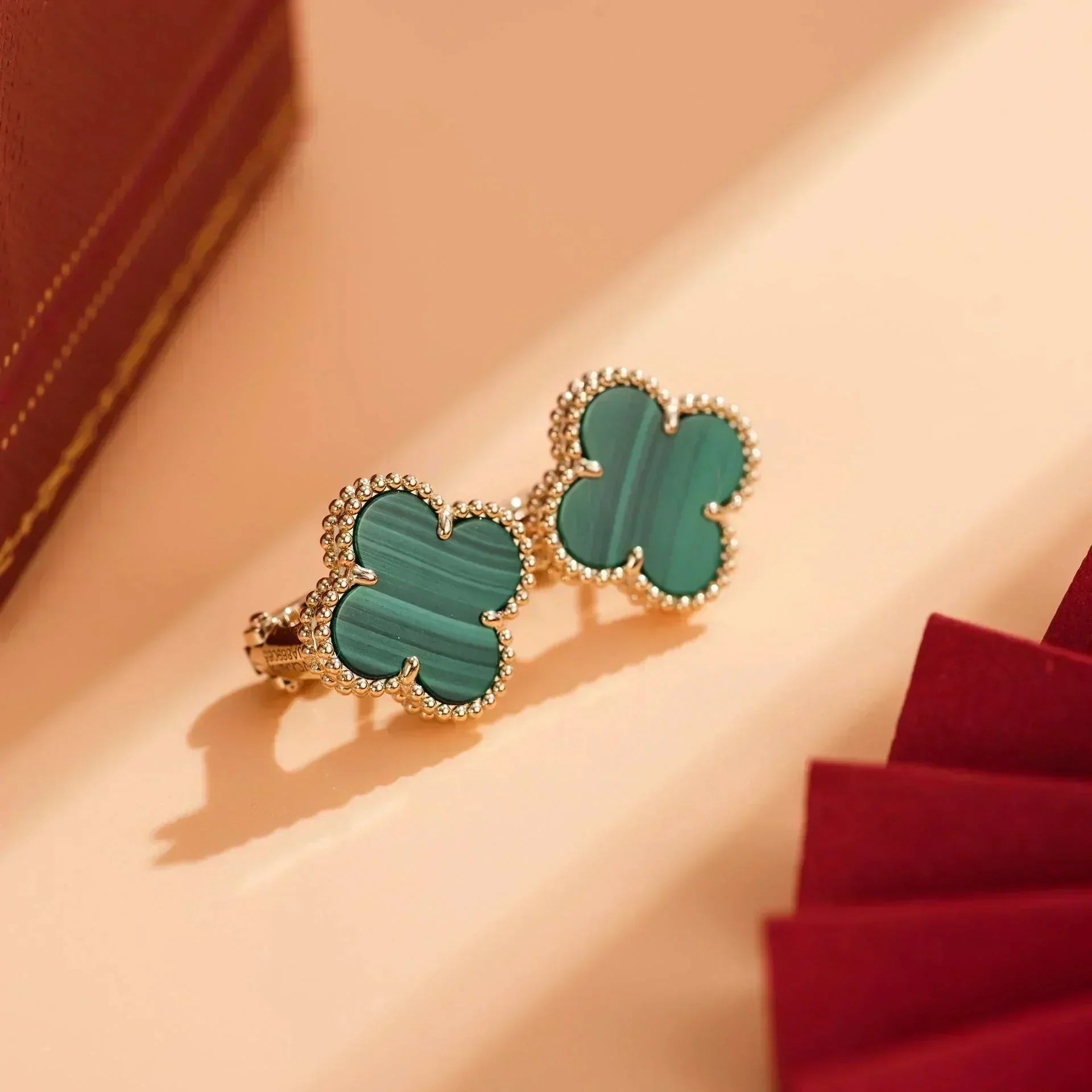 [Olivia Jewelry]CLOVER MEDIUM 1 MOTIFS MALACHITE  EARRINGS