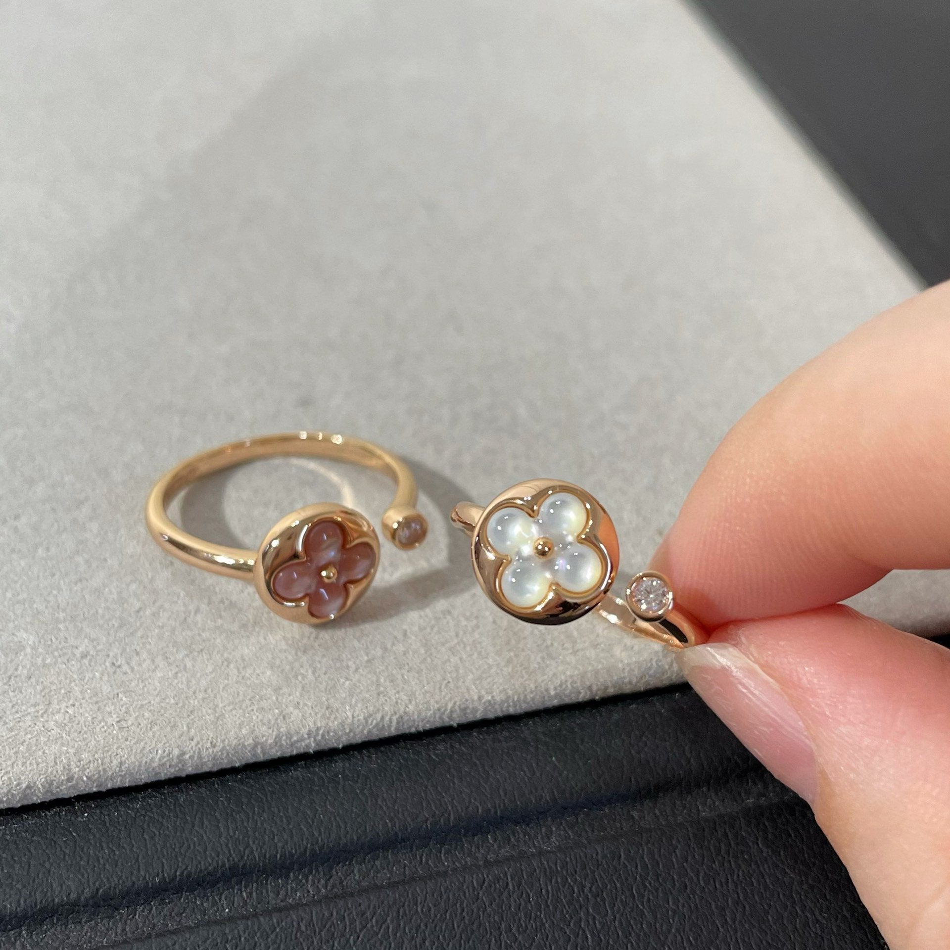 [Olivia Jewelry]SUN 1 DIAMOND PINK MOP RING