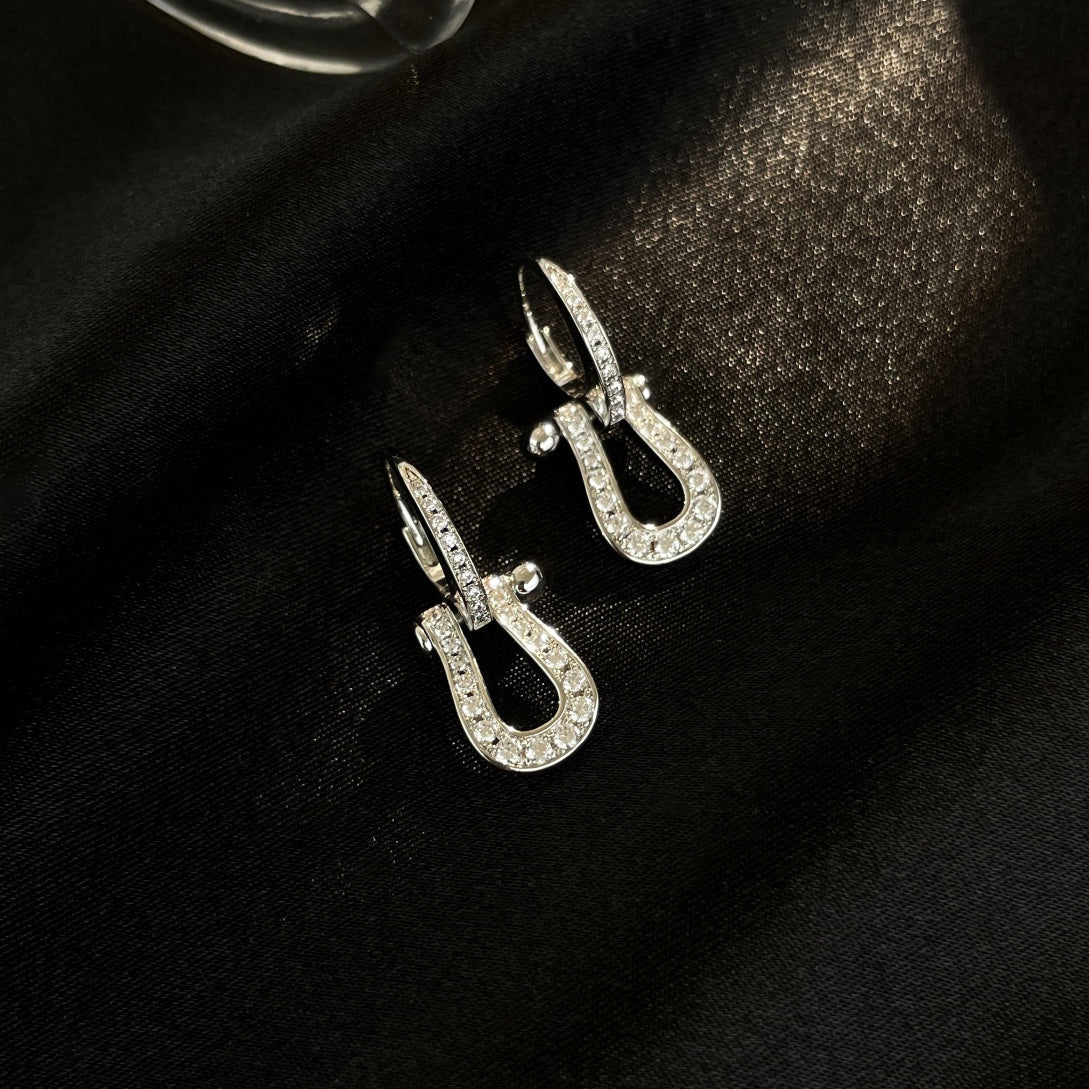 [Olivia Jewelry]FORCE 10 FULL DIAMOND DROP EARRINGS MEDIUM MODEL