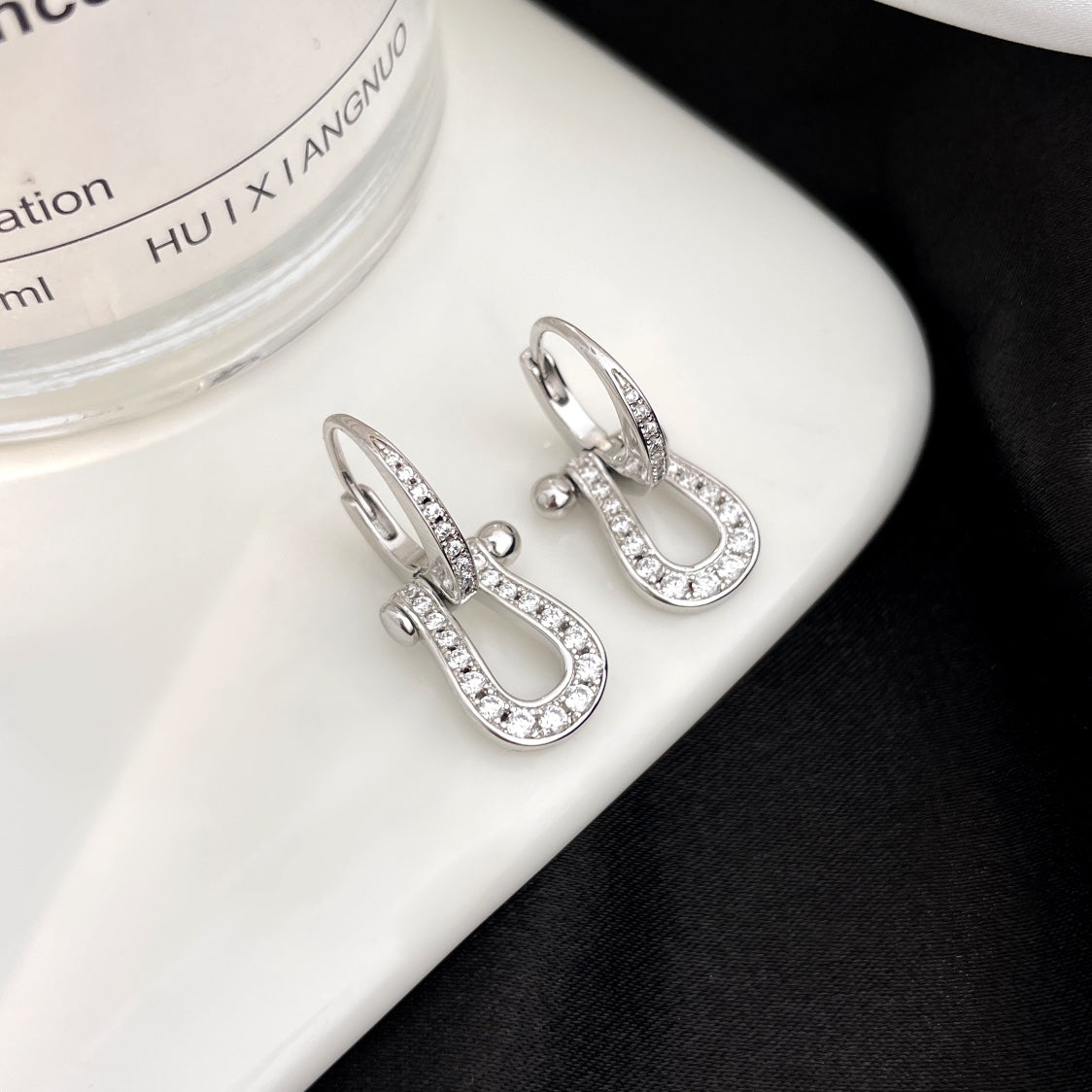 [Olivia Jewelry]FORCE 10 FULL DIAMOND DROP EARRINGS MEDIUM MODEL