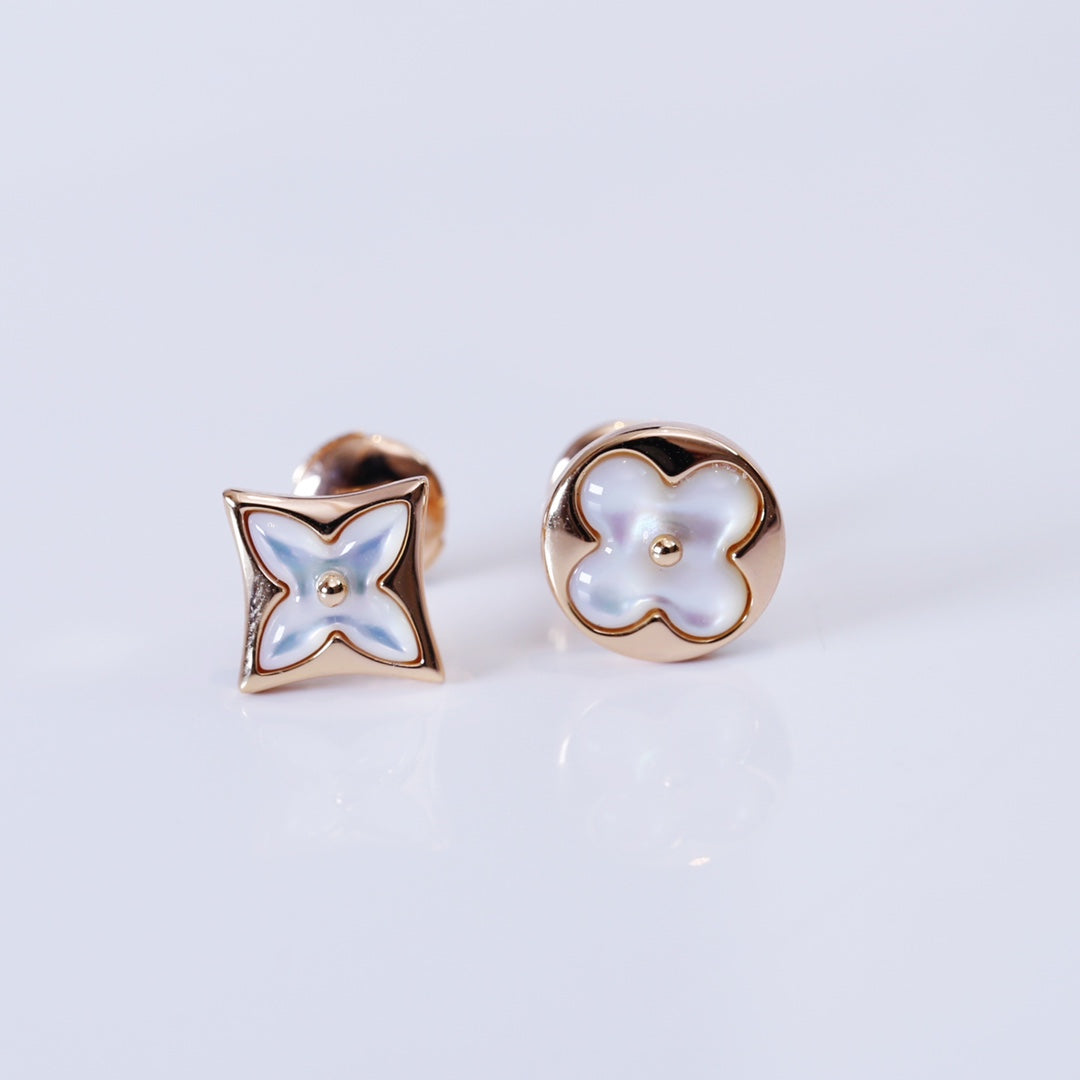 [Olivia Jewelry]STAR AND SUN PINK GOLD MOP STUD EARRINGS