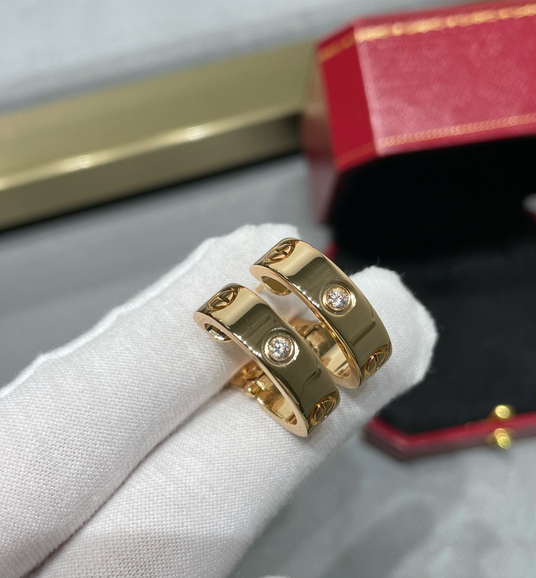 [Olivia Jewelry]LOVE 5.5MM 1 DIAMOND EARRINGS