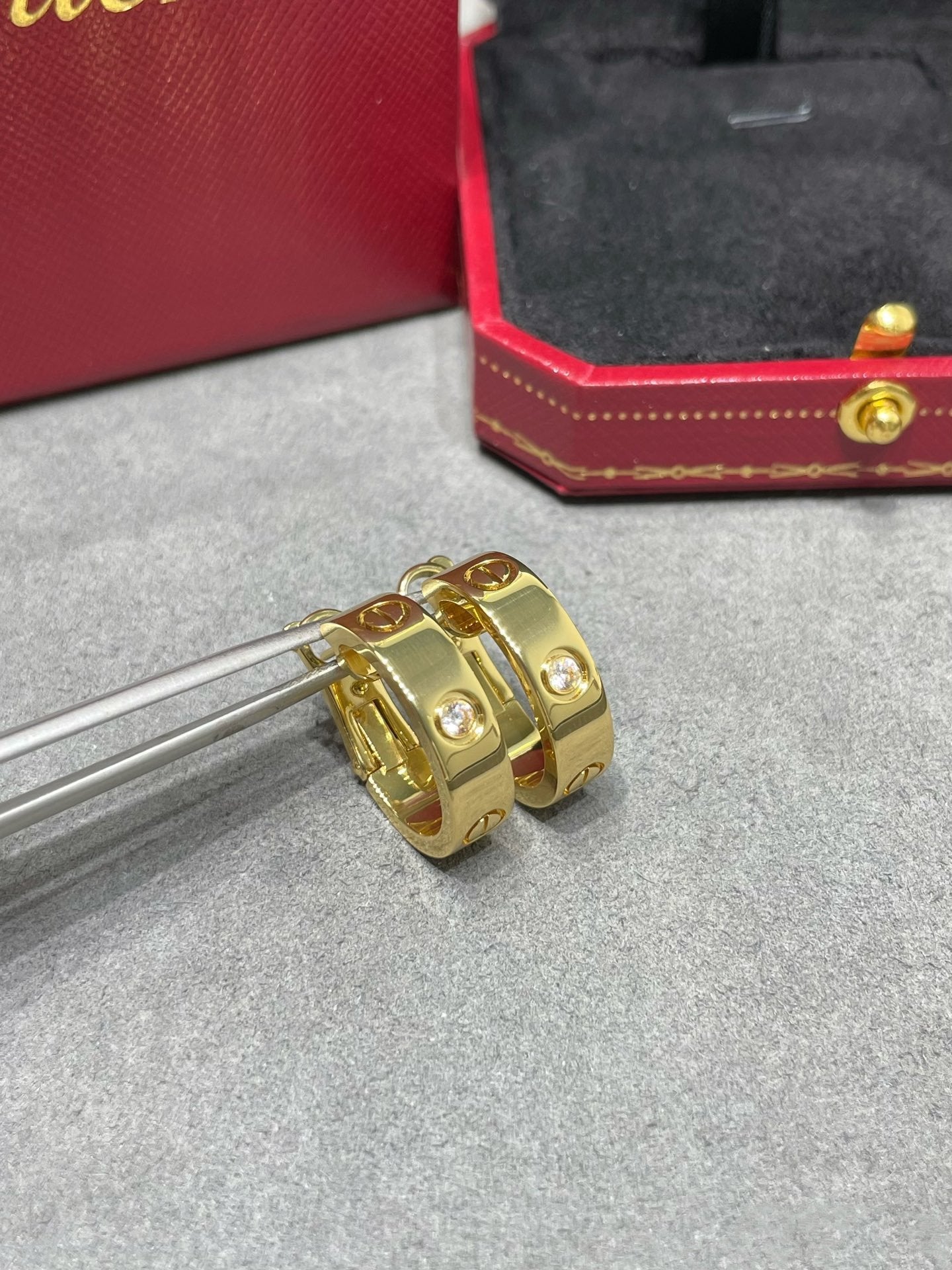 [Olivia Jewelry]LOVE 5.5MM 1 DIAMOND EARRINGS