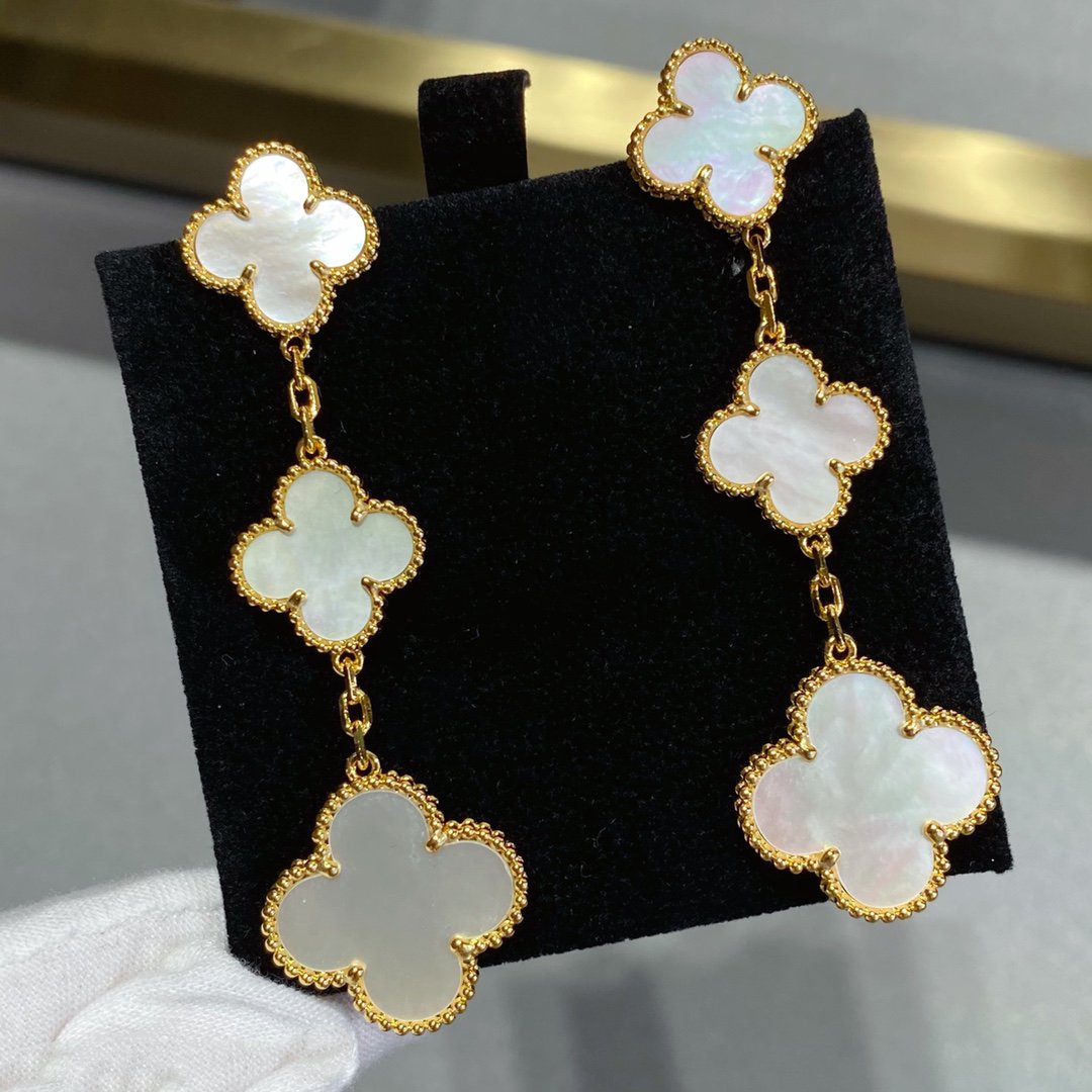 [Olivia Jewelry]CLOVER MOP 3 MOTIFS GOLD EARRINGS