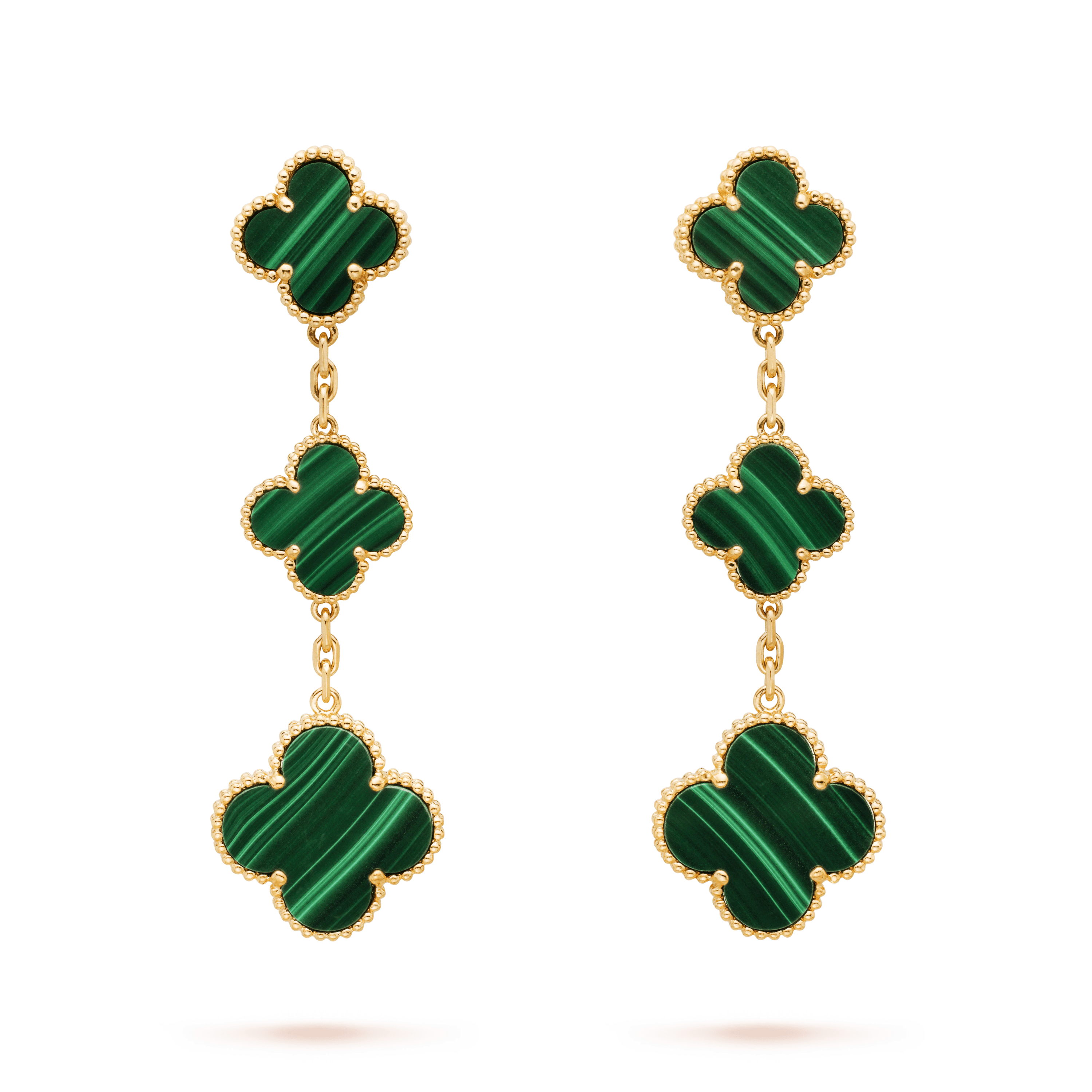 [Olivia Jewelry]CLOVER MALACHITE 3 MOTIFS GOLD