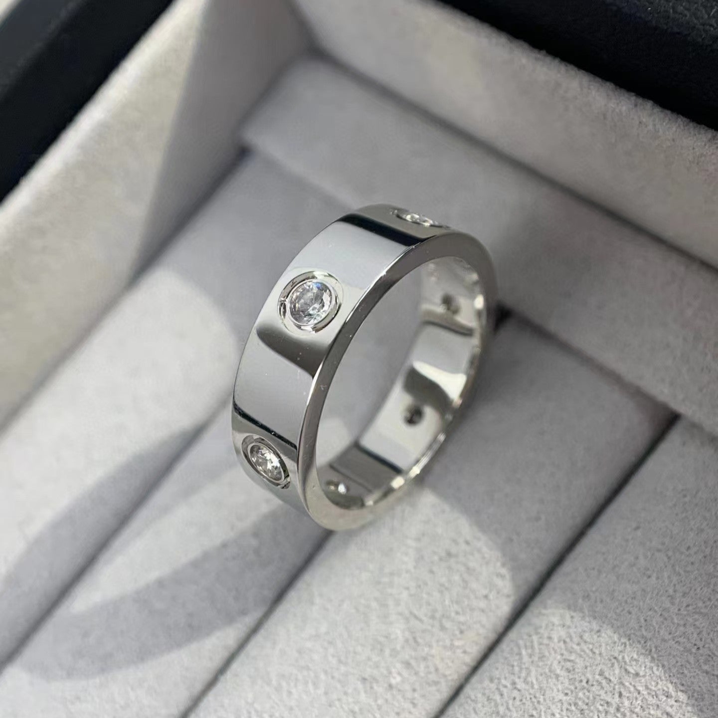 [Olivia Jewelry]LOVE RING 5.5MM 6 DIAMONDS SILVER