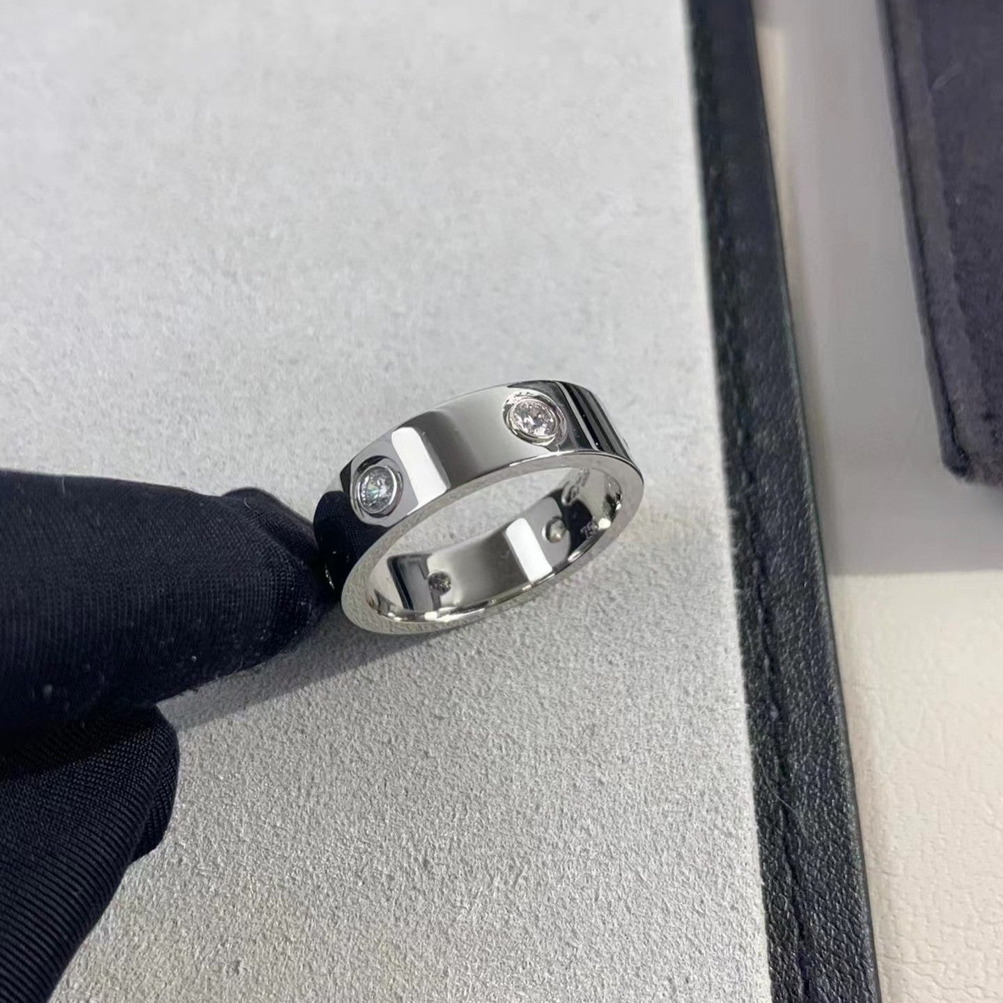 [Olivia Jewelry]LOVE RING 5.5MM 6 DIAMONDS SILVER