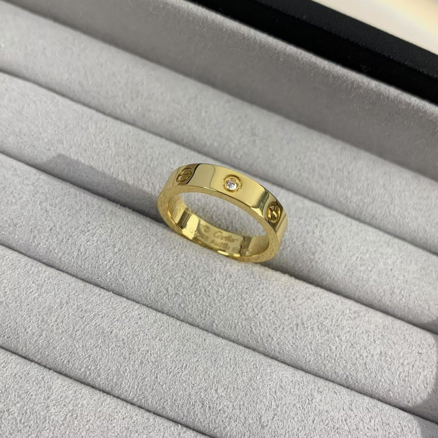 [Olivia Jewelry]LOVE RING 4MM 1 DIAMOND GOLD