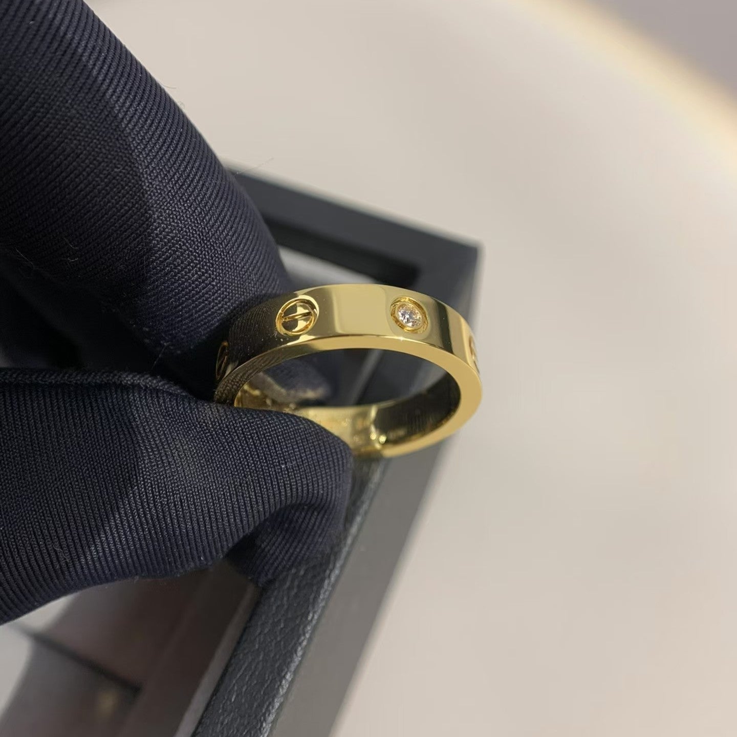 [Olivia Jewelry]LOVE RING 4MM 1 DIAMOND GOLD