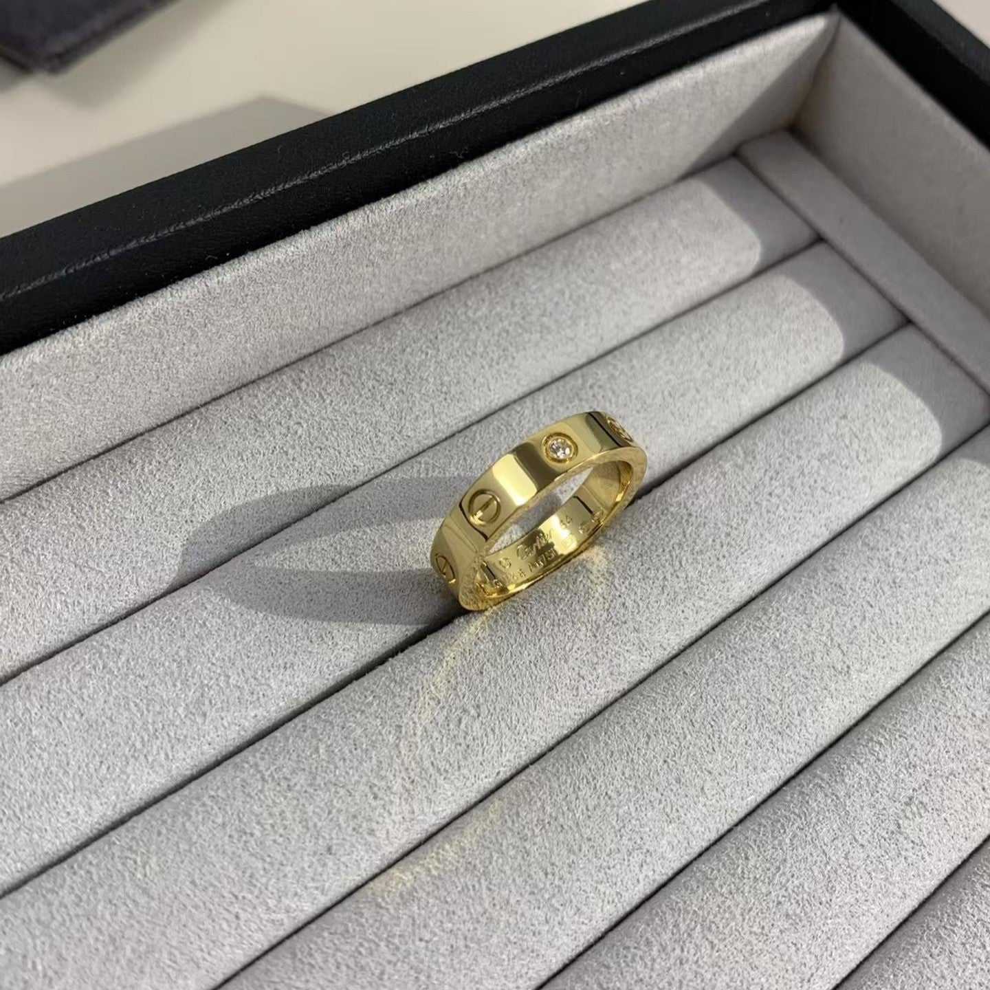 [Olivia Jewelry]LOVE RING 4MM 1 DIAMOND GOLD