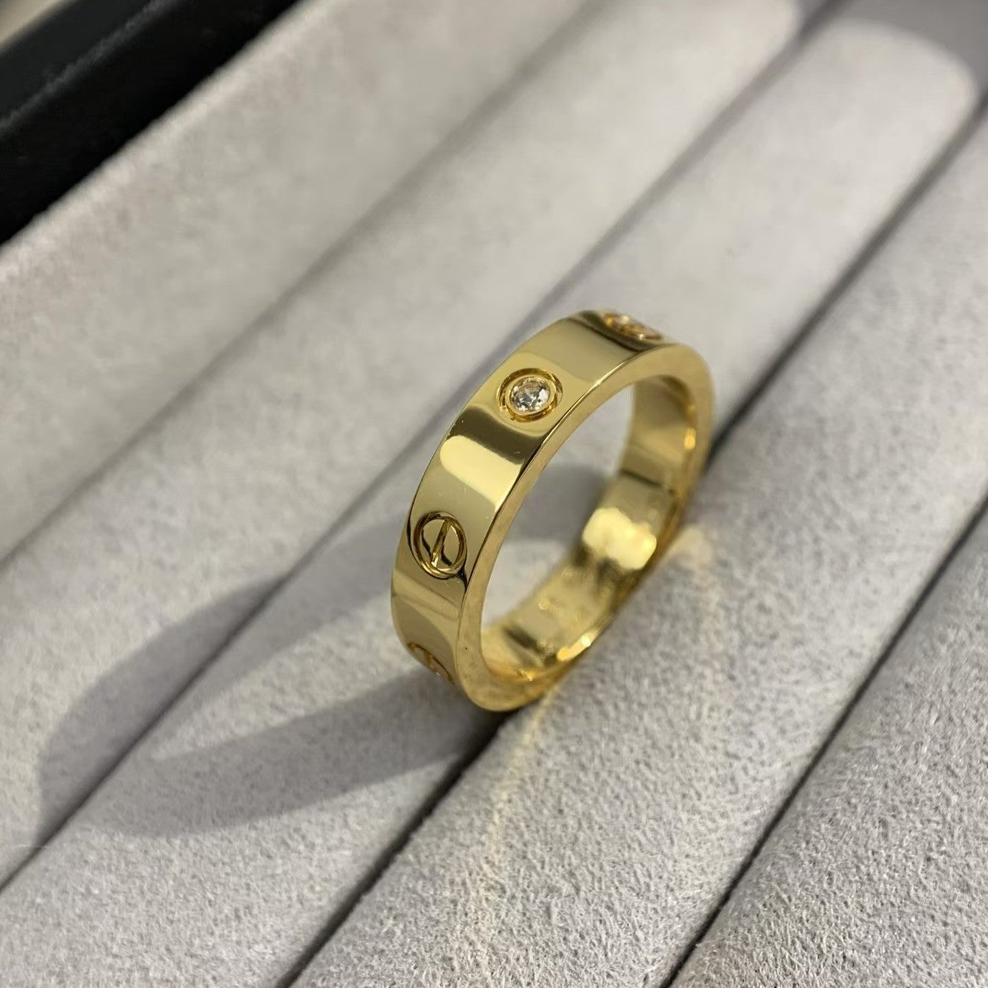 [Olivia Jewelry]LOVE RING 4MM 1 DIAMOND GOLD